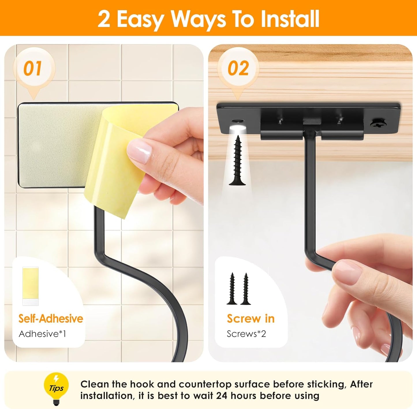 Self Adhesive Banana Hook Under Cabinet Foldable Banana Hanger Black Metal Under Counter Banana Hook to Keep Bananas Fresh Banana Holder for Kitchen RV Space Saving