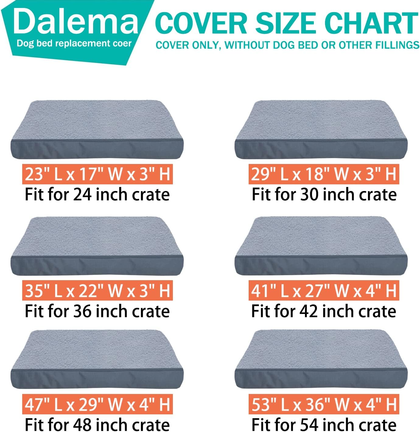 Dog Bed Cover 41L x 27W x 4H Inch,Heavy Duty Durable Waterproof Fluffy Soft Short Plush Replacement Dog Bed Covers,Washable Removable Pet Bed Mattress Cover with Zipper.Grey,Cover Only.