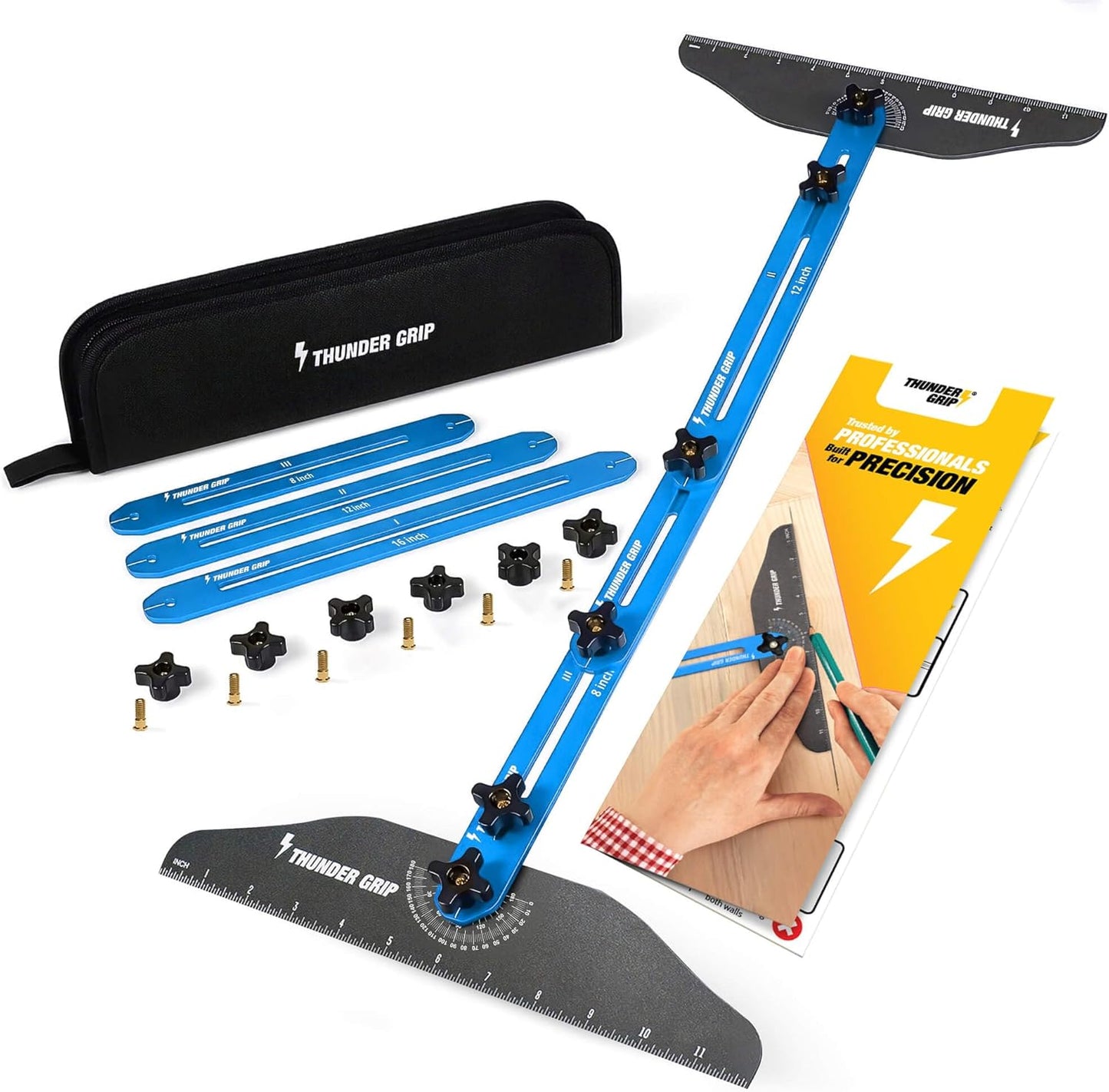 Stair Tread Template Tool – Blue Adjustable Stairs Jig Tool & Measuring Tools for Accurate Installation – Stair Tread Jig for Steps & Treads Template