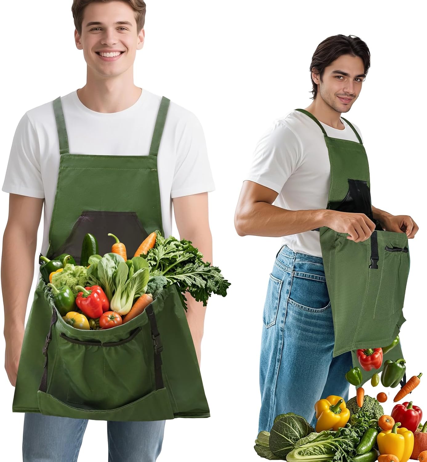 Gardening Apron,Canvas Garden Apron with Pockets for Women and Men,Harvest Apron,Gifts for Gardeners