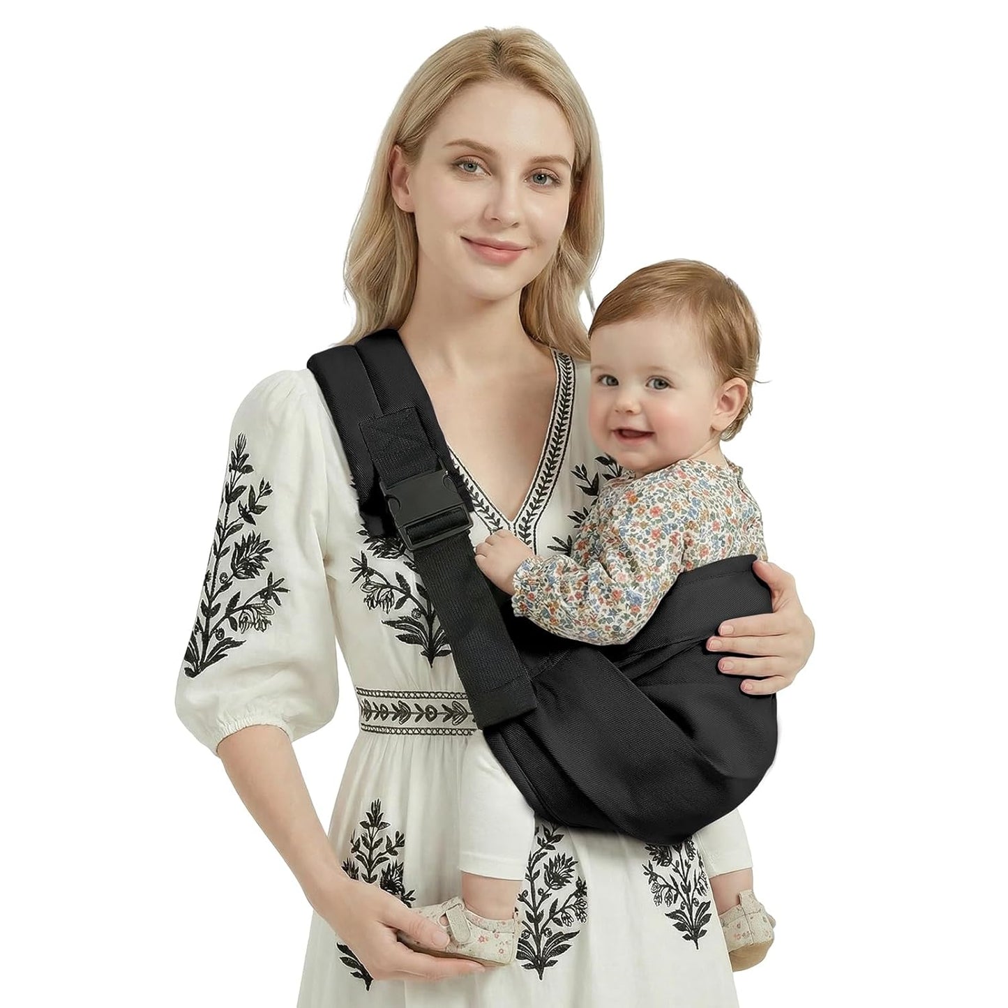 Baby Sling Carrier, Adjustable Baby Carrier Newborn to Toddler Carrier for 7-30lbs, Toddler Sling Carriers, Toddlers Hip Carriers, Black