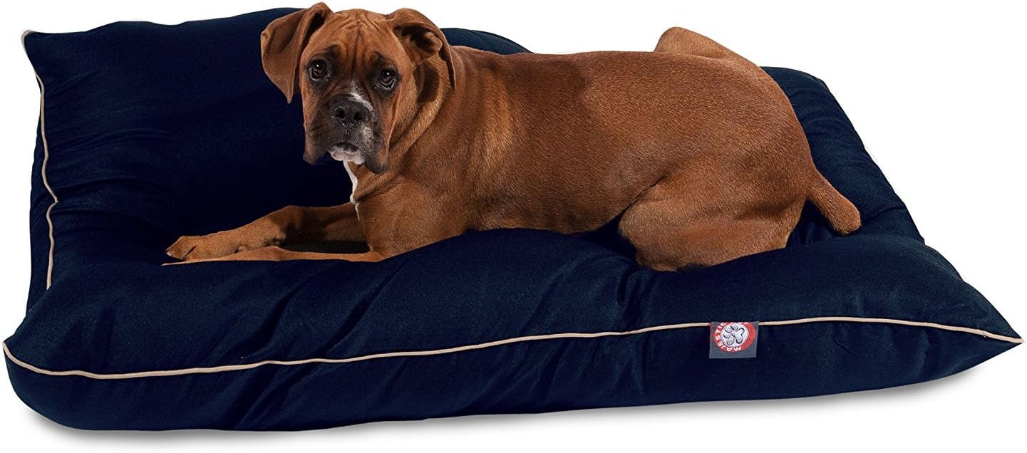 Majestic Pet 46x35 Inch Washable Dog Bed for Large Sized Dogs, Orthopedic Large Dog Cushion with Non-Slip Base, Durable Crate Pad Mat for Big Breeds and Puppy Pets, Pillow Bed - Navy Blue