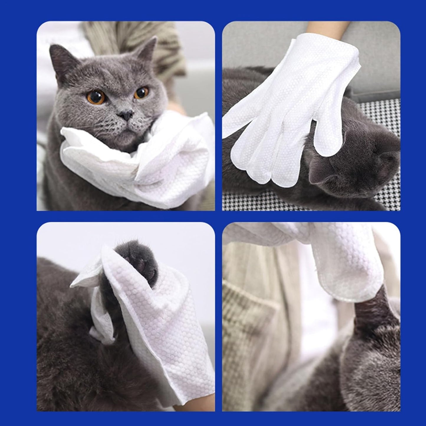 Cat Washing Gloves | Soft Gentle Deodorizing - Pet Cleaning Gloves Grooming Wipes | for Puppy Kitten Medium Large Breed Home Bathroom Shower Bathing Washing