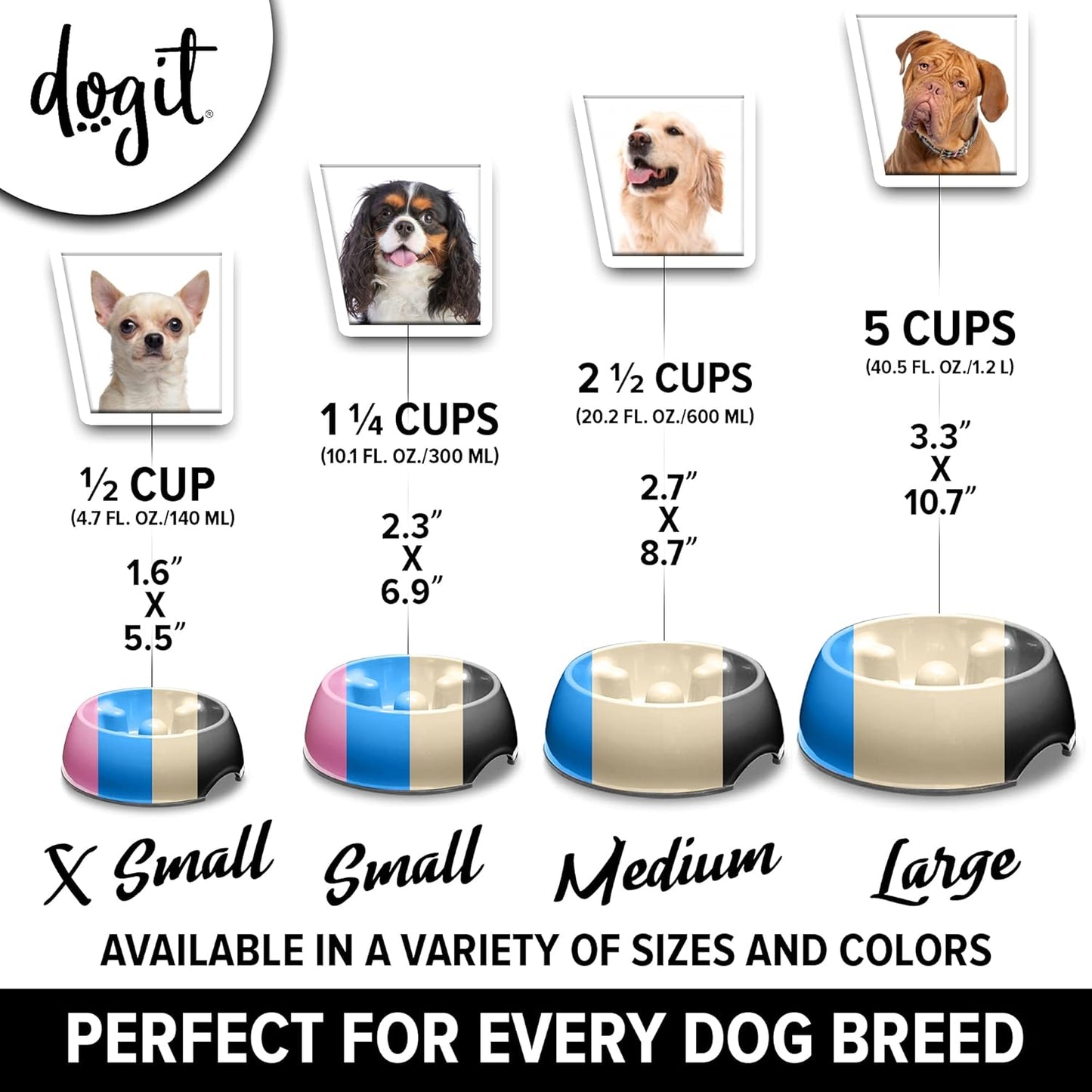Dogit Go Slow Anti-Gulping Dog Dish, Slow Feeding Dog Bowl Suitable for Wet or Dry Food, Small, Pink