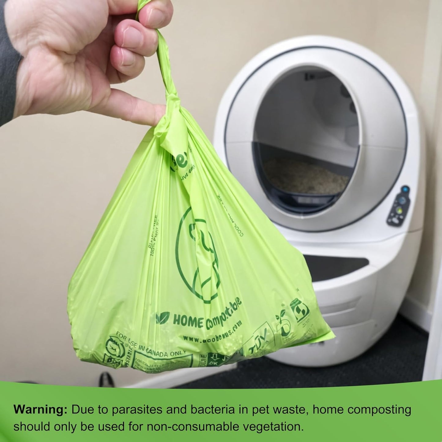 100% Compostable Pet Waste Disposal Bag (140 ct.) Plant-Based Biodegradable Cat Litter Poop Waste Pick-Up Bags with Handles Dog poop Bags Disposable Compost Food Scrap Liners (140 ct.)