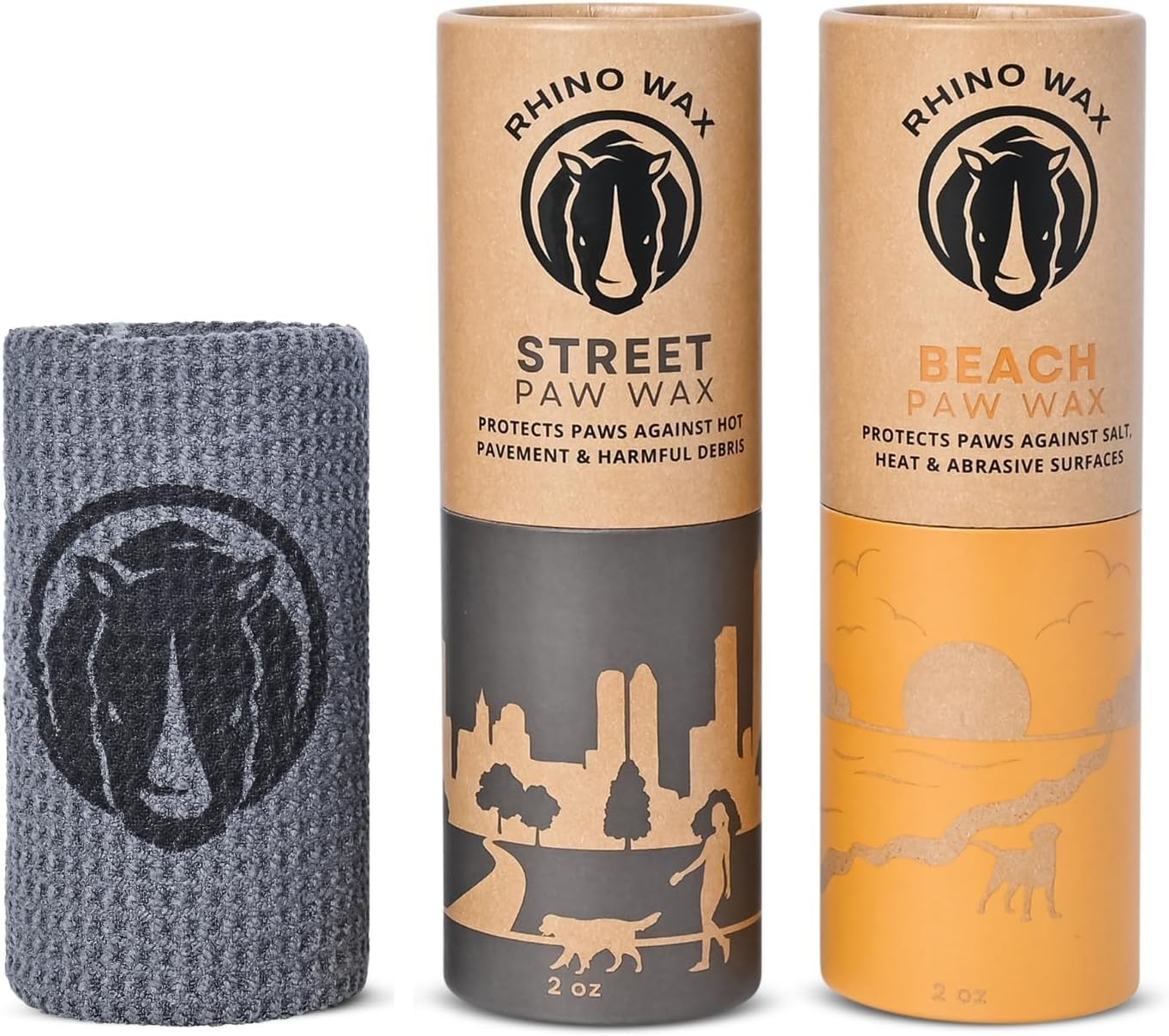 Dog Paw Protection for Beaches and Streets (2 Tubes + Cloth) - Summer Care Pack to Protect Your Pupper Against Hot Pavement, Sharp Rocks, Sand, Beach Hazards - Natural Ingredients - USA