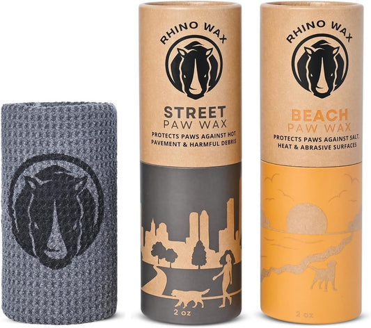 Dog Paw Protection for Beaches and Streets (2 Tubes + Cloth) - Summer Care Pack to Protect Your Pupper Against Hot Pavement, Sharp Rocks, Sand, Beach Hazards - Natural Ingredients - USA
