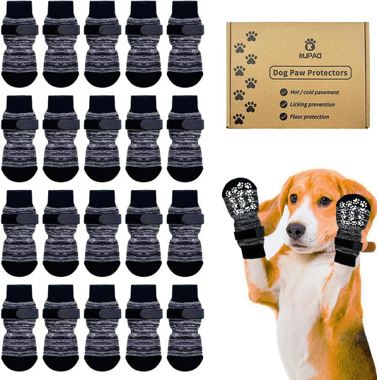 Dog Socks 20 Pack to Prevent Licking Paws, Anti Slip Dog Booties and Paw Protectors for Hardwood Floors Hot Pavement, Suitable for Small Medium Large Senior Dogs - Size Small