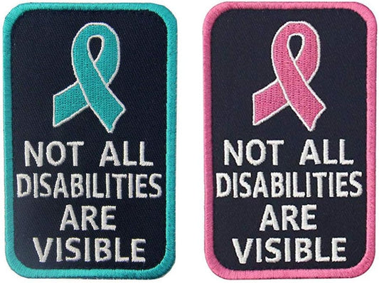 Antrix 2 Pcs Service Dog Not All Disabilities are Visible Hook & Loop Emblem Badge Patch for Medium and Large Dog Vests/Harnesses