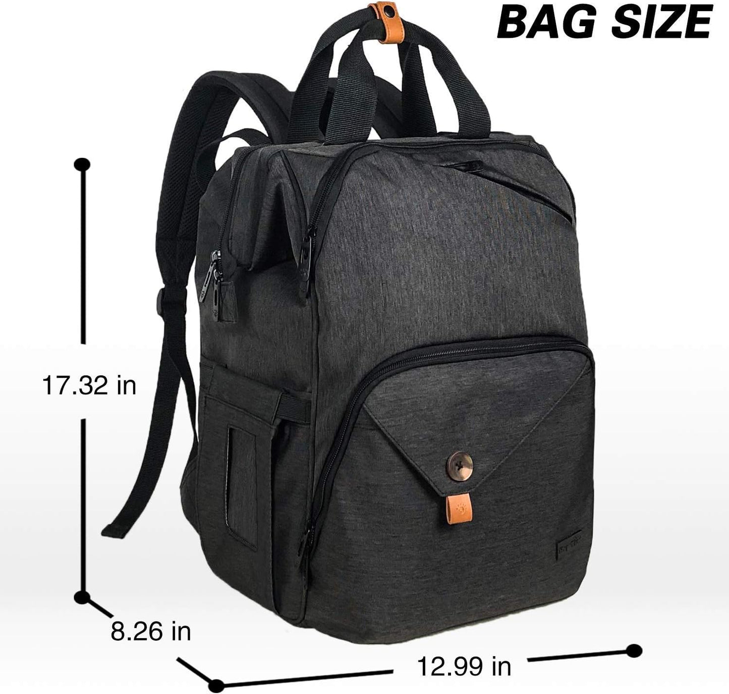 Hap Tim Diaper Bag Backpack,Large Capacity Travel Back Pack Maternity Baby Nappy Changing Bags, Double Compartments with Stroller Straps,Waterproof,Black (US7340-DG)