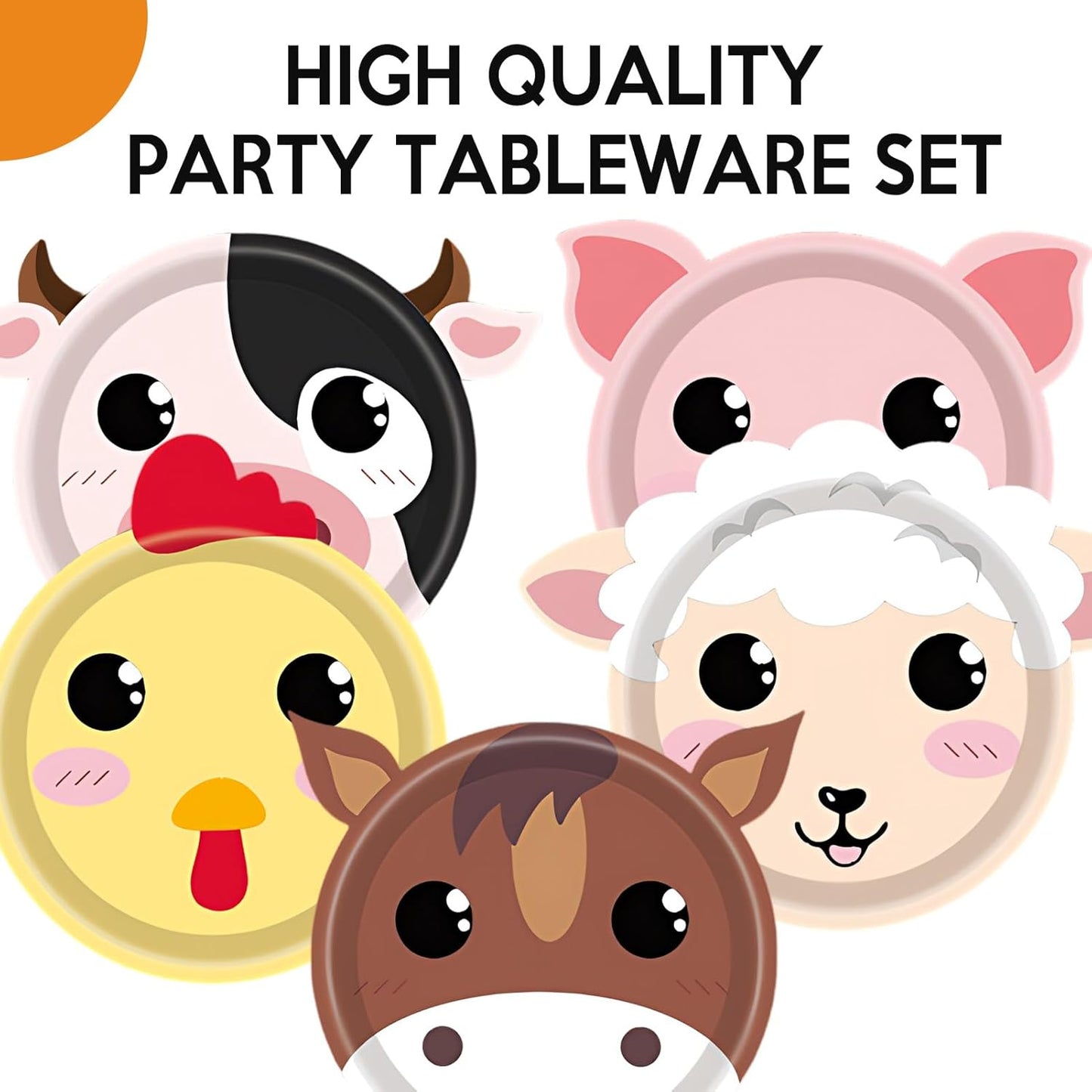 48Pcs Farm Animal Birthday Party Paper Plates Farm Birthday Decorations Chicken Pig Cow Sheep Horse Disposable Plates for Kids Baby Shower Animals Party Supplies