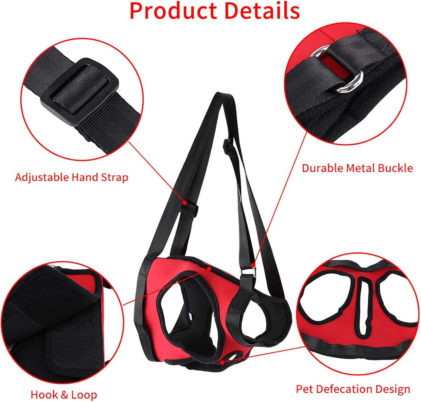 Oumefar Rear Leg Support Harness for Dogs, Elderly Injured Dog Mobility Aid Lifting Vest with Adjustable Straps, Assistance Harness for Stairs Car Travel, Front & Rear Harness Options (Large)