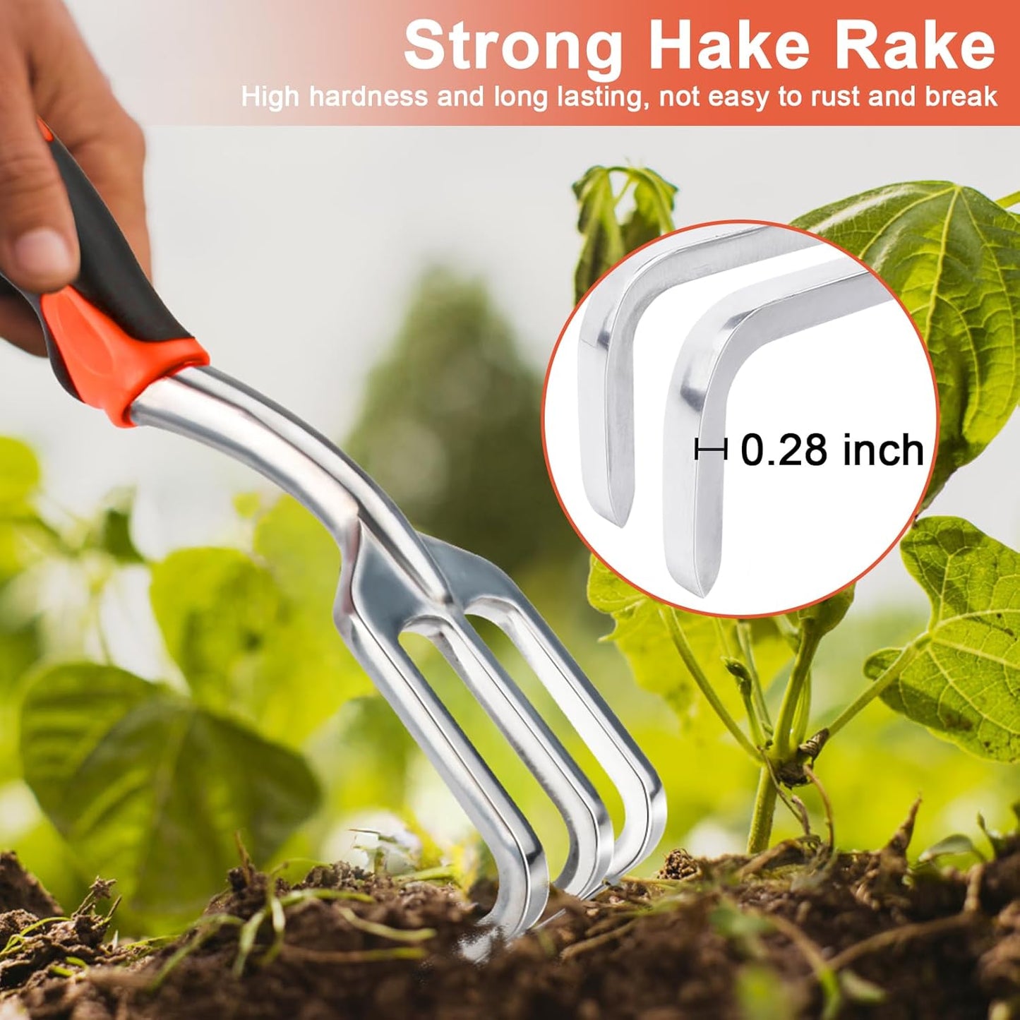 Hand Rake Garden Tool, Heavy Duty Hand Cultivators for Gardening, Small Garden Claw Tool Garden Handrake with Ergonomic Handle, Weed Rake Cultivator Tool for Cultivating, Loosening, Weeding