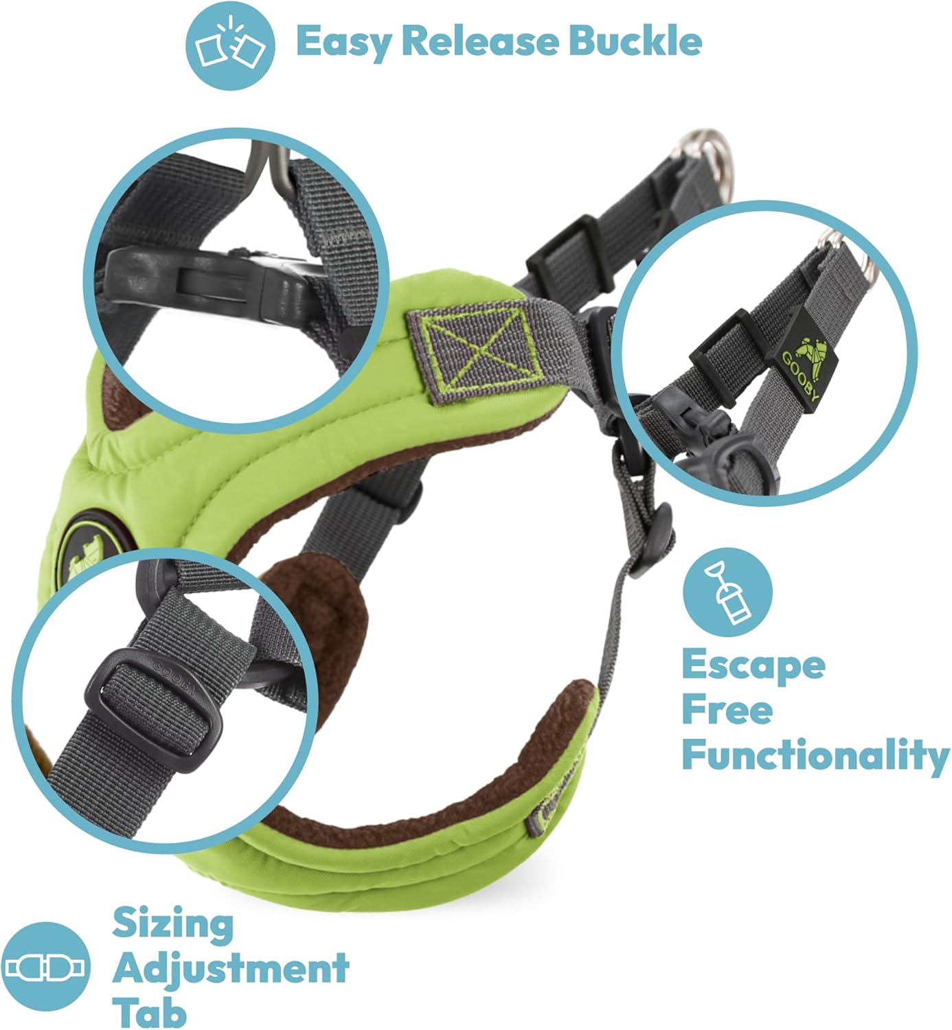 Gooby Escape Free Memory Foam Harness - Blue, Medium - No Pull Step-in Small Dog Harness with Four Point Adjustment - Perfect on The Go Dog Harness for Medium Dogs No Pull and Small Dogs