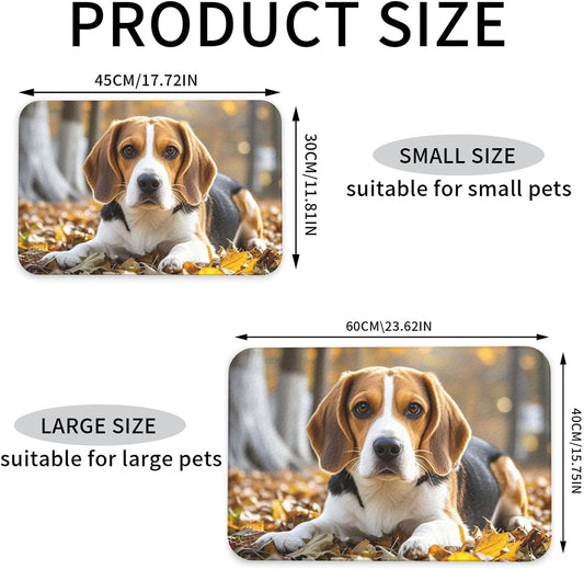 Pet Feeding Mat Leather Dog Food Mat Waterproof Pet Tablecloth Cute Beagle Pet Placemat for Dogs Absorbent Dog Bowl Mat Anti-Slip Dogs Mats for Food and Water