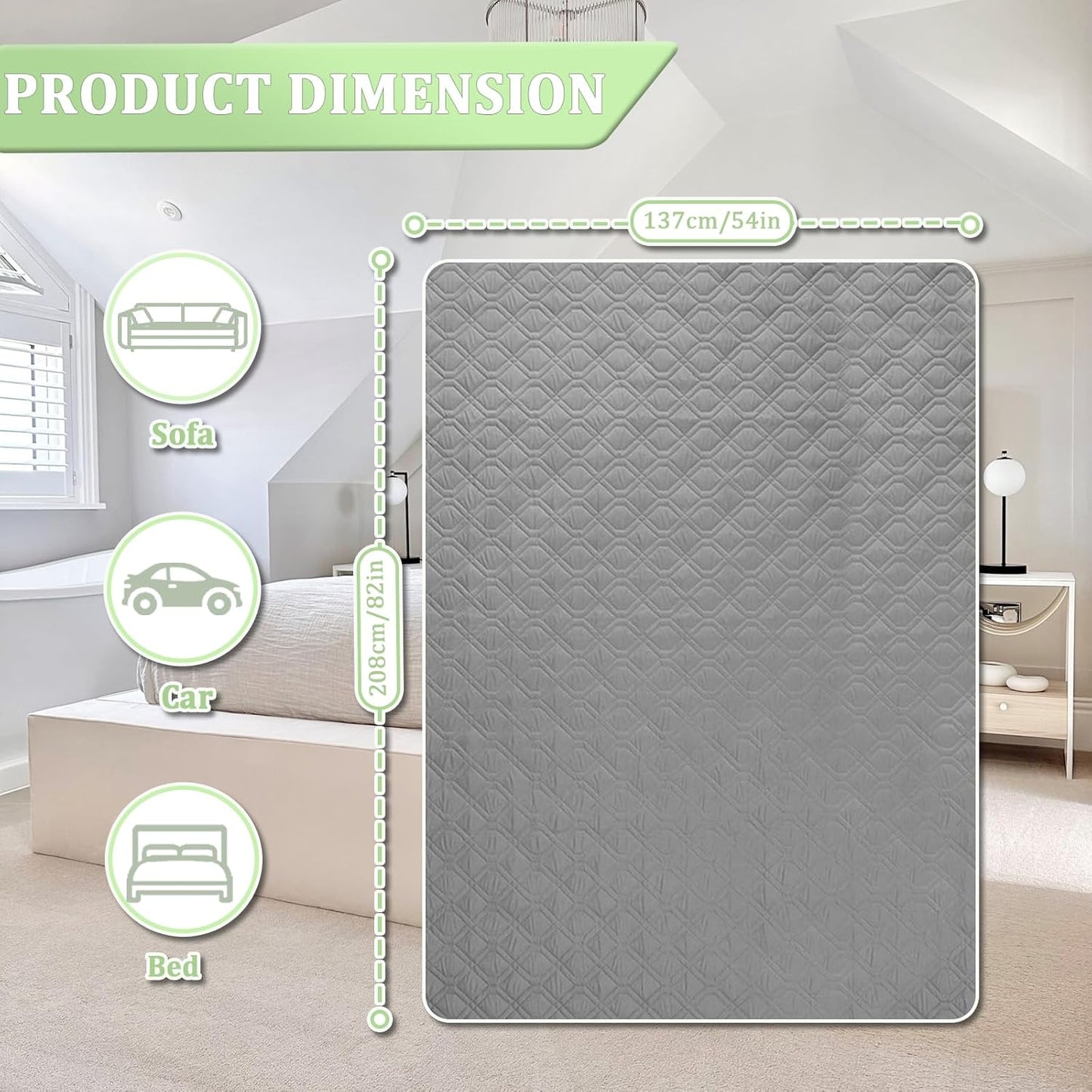 54x82 Inch Waterproof Dog Bed Cover Pet Blanket, Couch Cover for Dogs,Pets,Cats Washable Non-Slip Backing Reversible, Dark Gray/Light