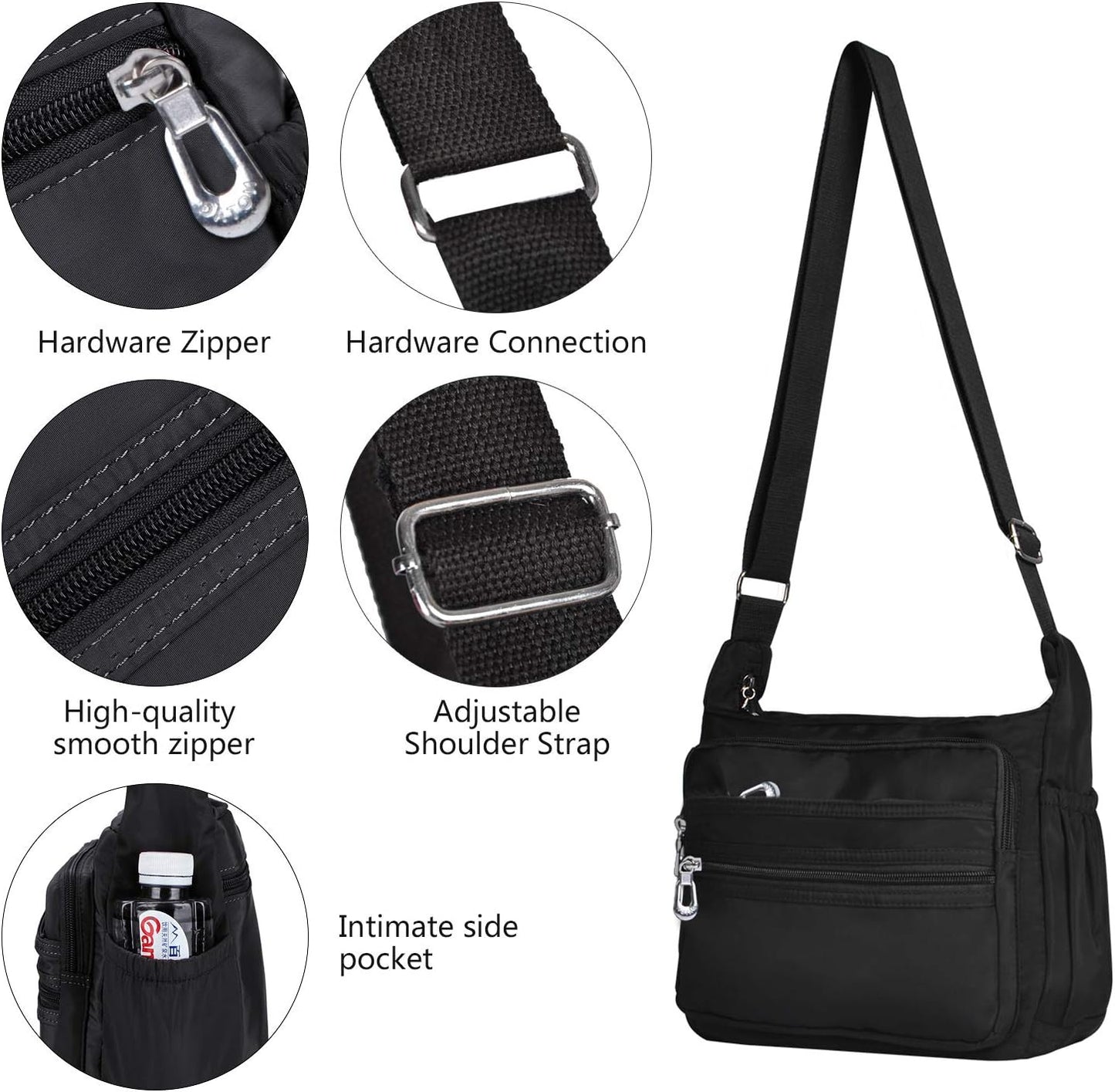 NOTAG Crossbody Bag for Women Waterproof Shoulder Bag Messenger Bag Casual Nylon Purse Handbag