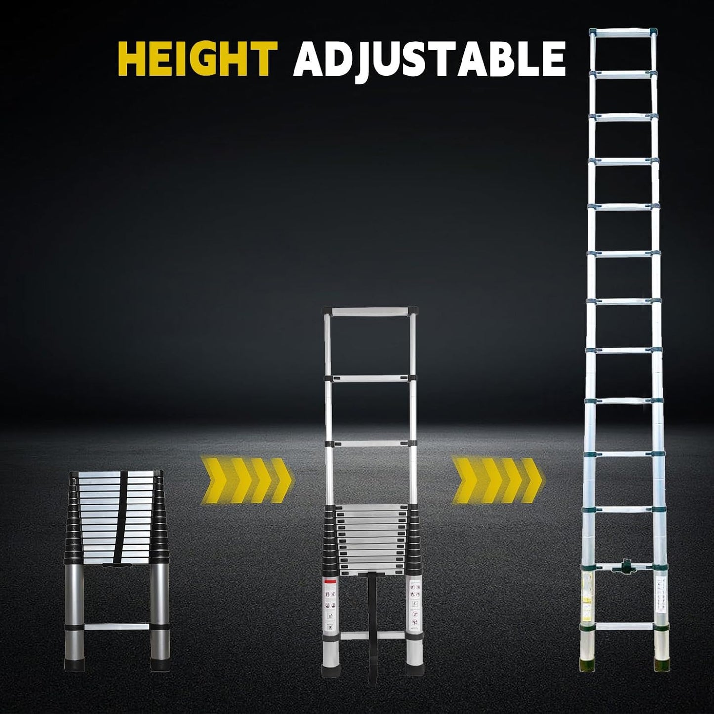 14.5FT Telescoping Ladder, Lightweight Collapsible, Aluminum Retractable Ladder, Telescopic Compact Ladders for Home, 330LB Capacity