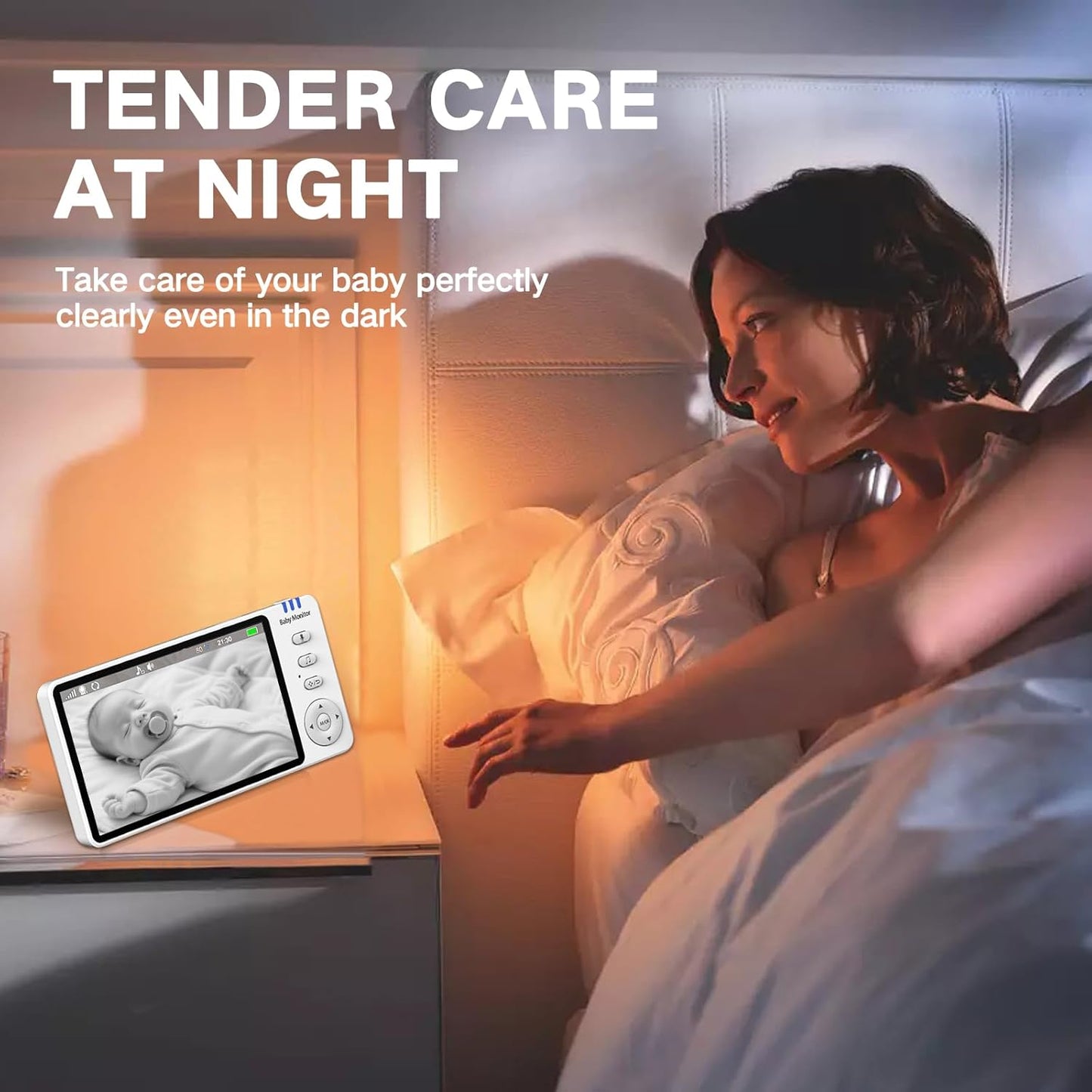 Video Baby Monitor with Camera and Audio,720P 5" HD Wireless No WiFi, 2-Way Talk,Voice Motion Detection, 8 Lullabies, 1000ft Long Range, Night Vision, Temperature & Feeding Alarm, 355° PTZ