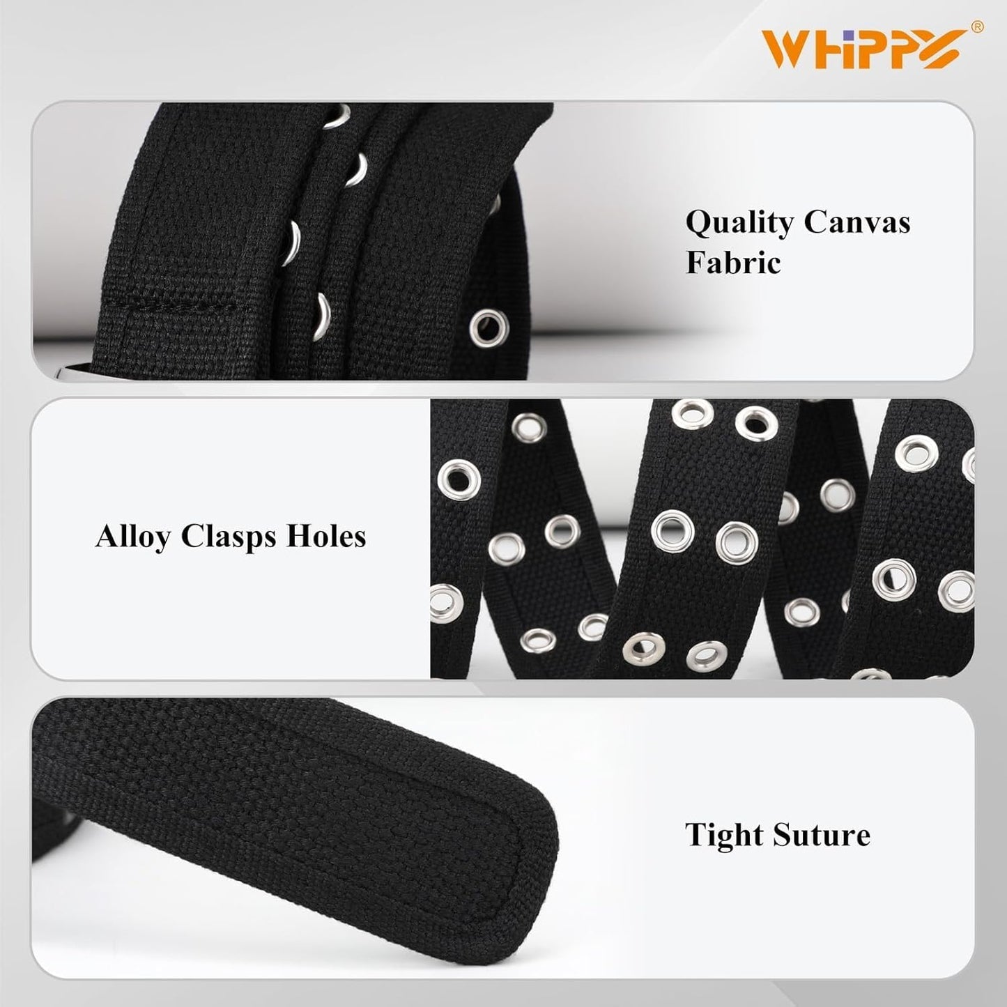 WHIPPY Canvas Double Grommet Belt Unisex Casual Double Prong Belt for Men Women for Jeans Pants
