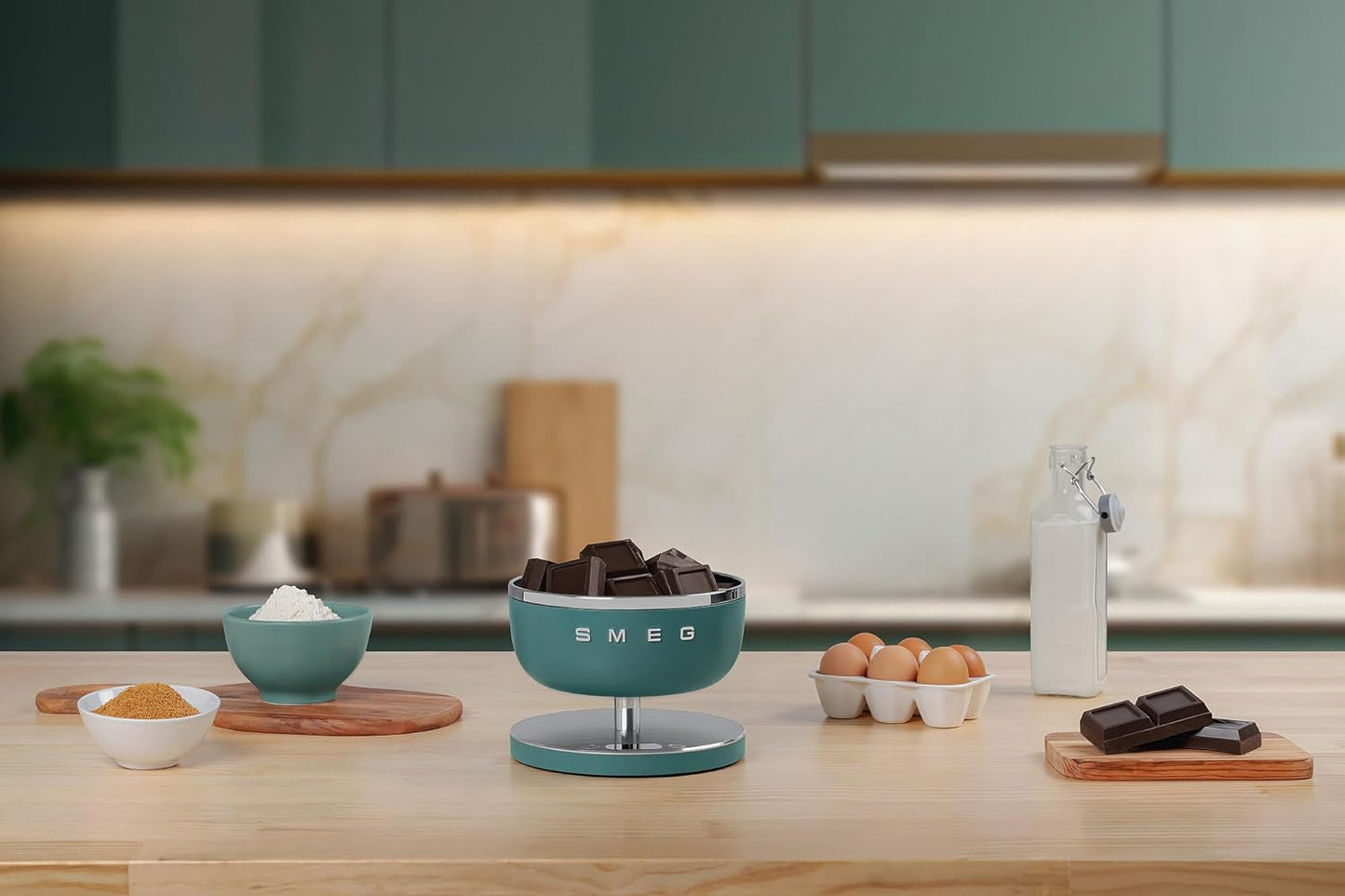 SMEG Contemporary Digital Kitchen Scale with Removable Bowl (Jade)