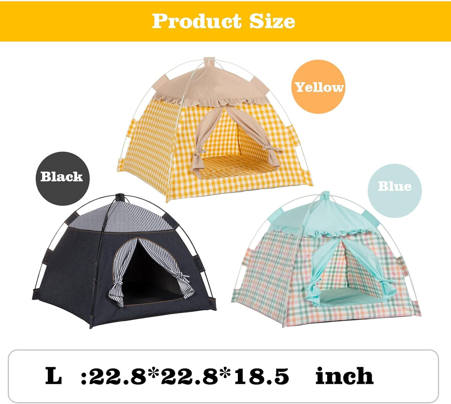 Foldable Cat Tent for Indoor & Outdoor Use - Features Breathable Mesh Fabric and a Stylish Denim Plaid Pattern | Perfect as Cat Tents, Cat House, or Puppy Tent