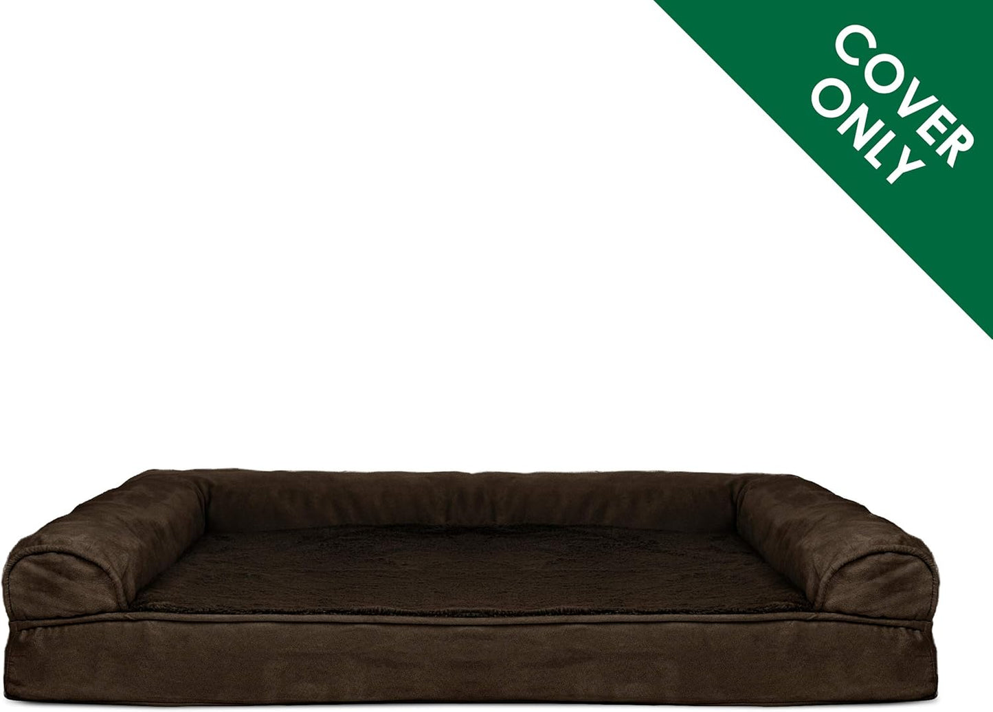 Furhaven Replacement Dog Bed Cover Plush & Suede Sofa-Style, Machine Washable - Espresso, Jumbo (X-Large)