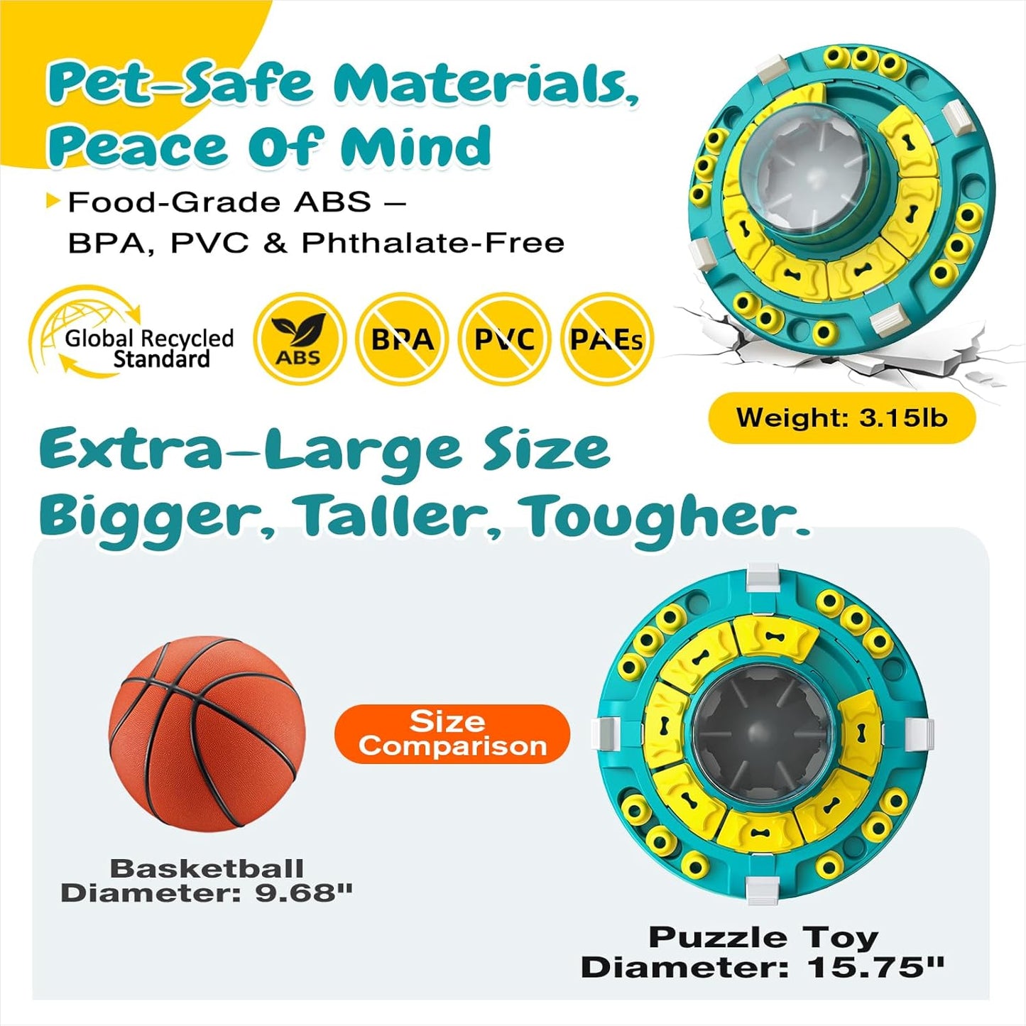 KADTC 4 Levels of Step-by-Step Challenge, U.S. Brand & Design,Extra-Large Size Beginner To Advanced Dog Puzzle Toy For Smart Dogs Treat Puzzles Puppy Food Slow Feeder Mental Stimulation Enrichment Toy