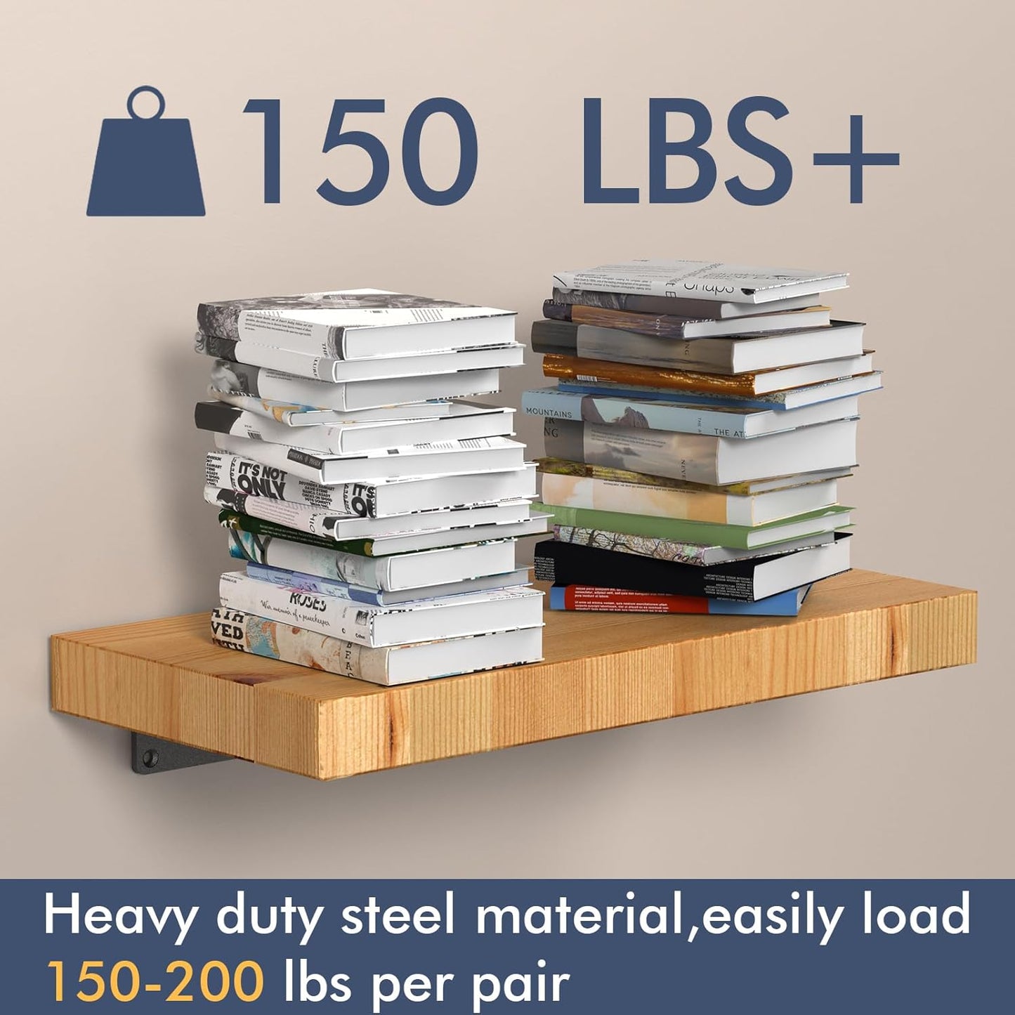 8 Pack Floating Shelf Brackets, 6 Inch Heavy Duty Industrial Shelf Bracket, Black Metal L Brackets for Shelves Support DIY(1/5 Inch Thicked)