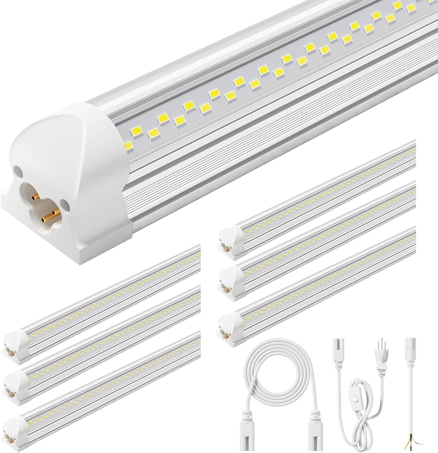 6 Pack 50w 4ft Led Shop Light, Super Bright 7500lm 5000k V Shape 4' Led Shop Lights, Linkable 4 Foot Led Shop Lights for Garage Warehouse, Supermarket, Basement, Barn, Storage Area