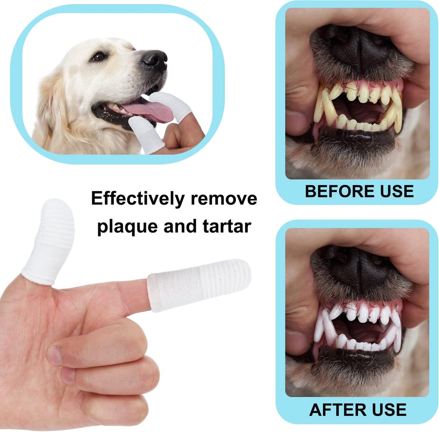 20 PCS Dog Toothbrush Pet Toothbrushs Finger Toothbrushs cat Too thbrush Washable & Comfortable & Durable 1 Set for 2 Fingers(20)