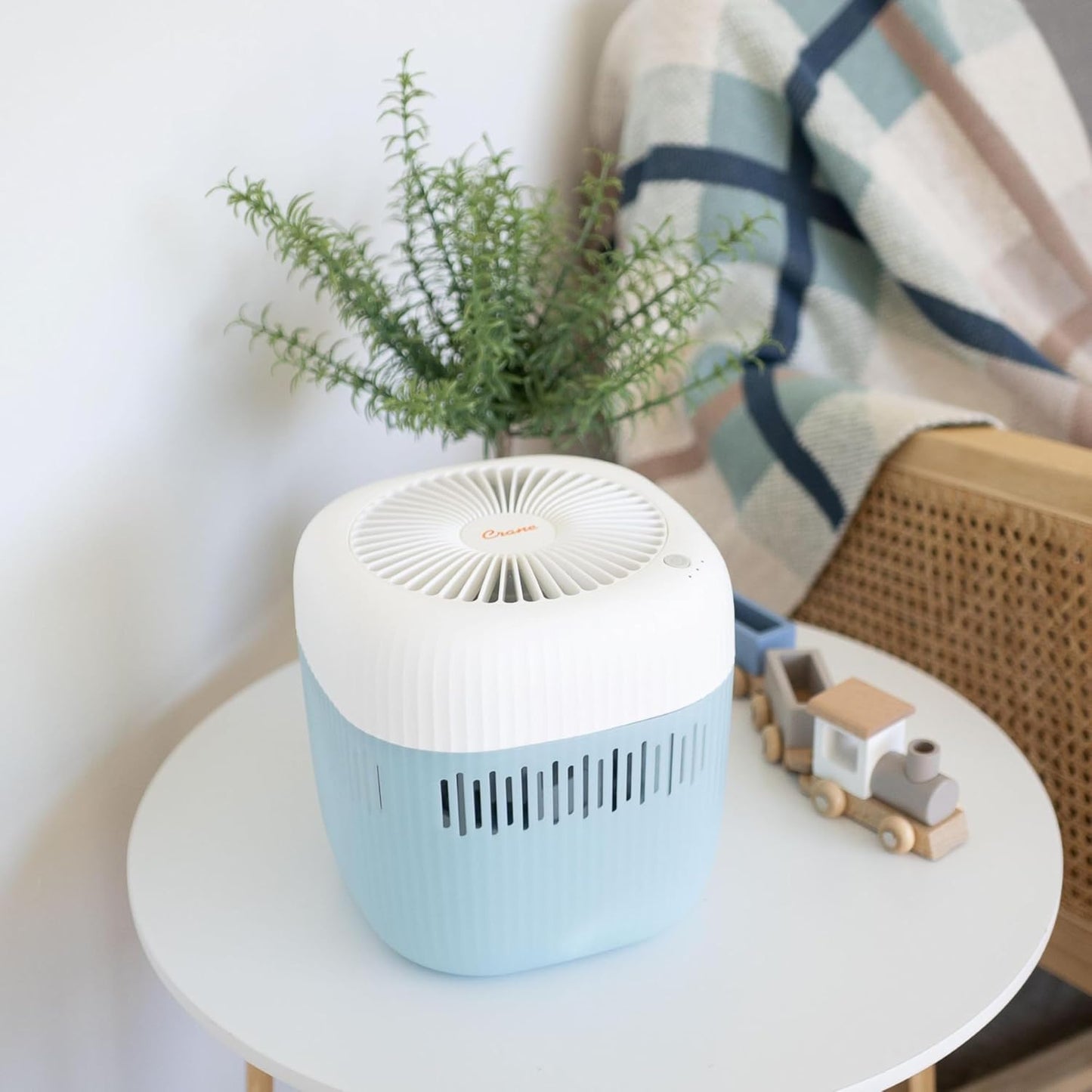 Crane Evaporative Humidifier With Wick Filter, Dishwasher Safe Tank, UV Light, Invisible Mist Evaporative Humidifiers for Bedroom, Nursery, Office, Easy Clean Humidifier 3.8L Tank, Up To 250 SQ FT