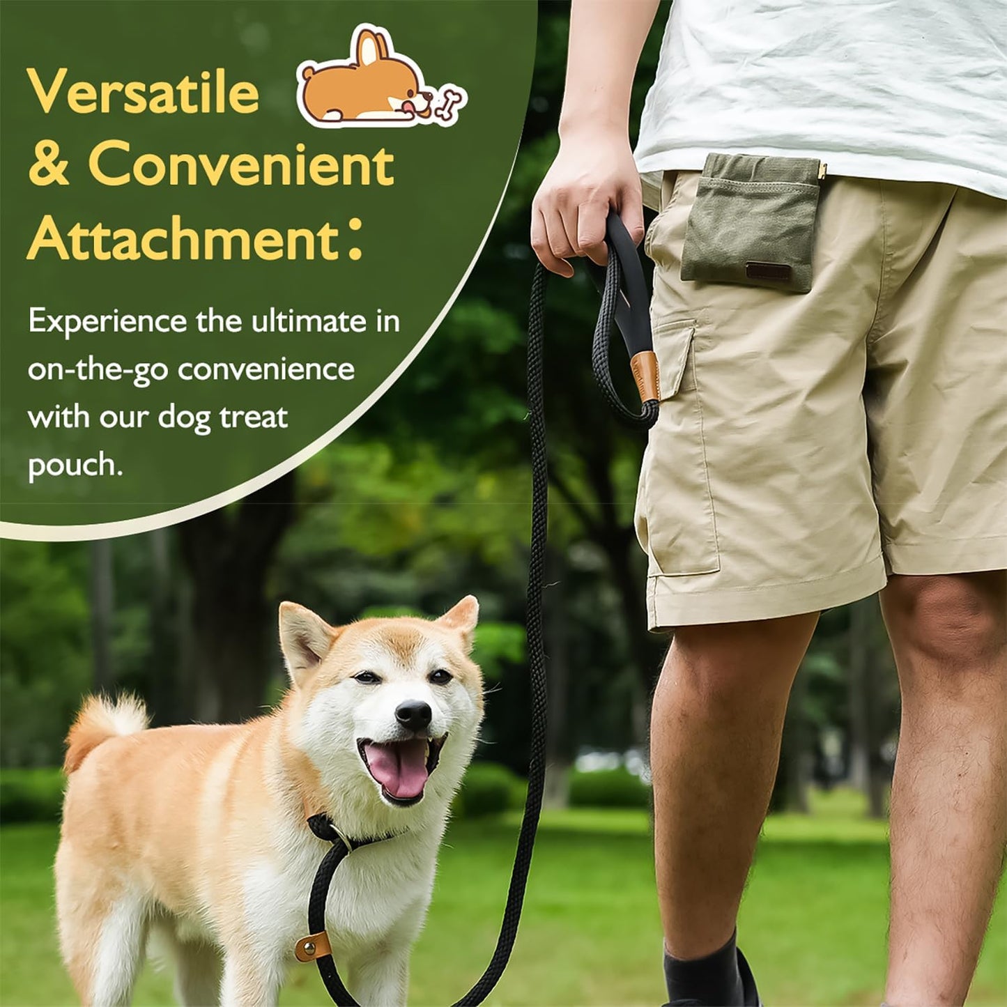 ETIAL Dog Treat Pouch,Portable Puppy Dog Training Treat Bag,Hand Free Dog Walking Bag,Auto Closing Pet Feed Snack Reward Pocket,Dog Food Dispenser for Pet Puppy Travel or Outdoor Use