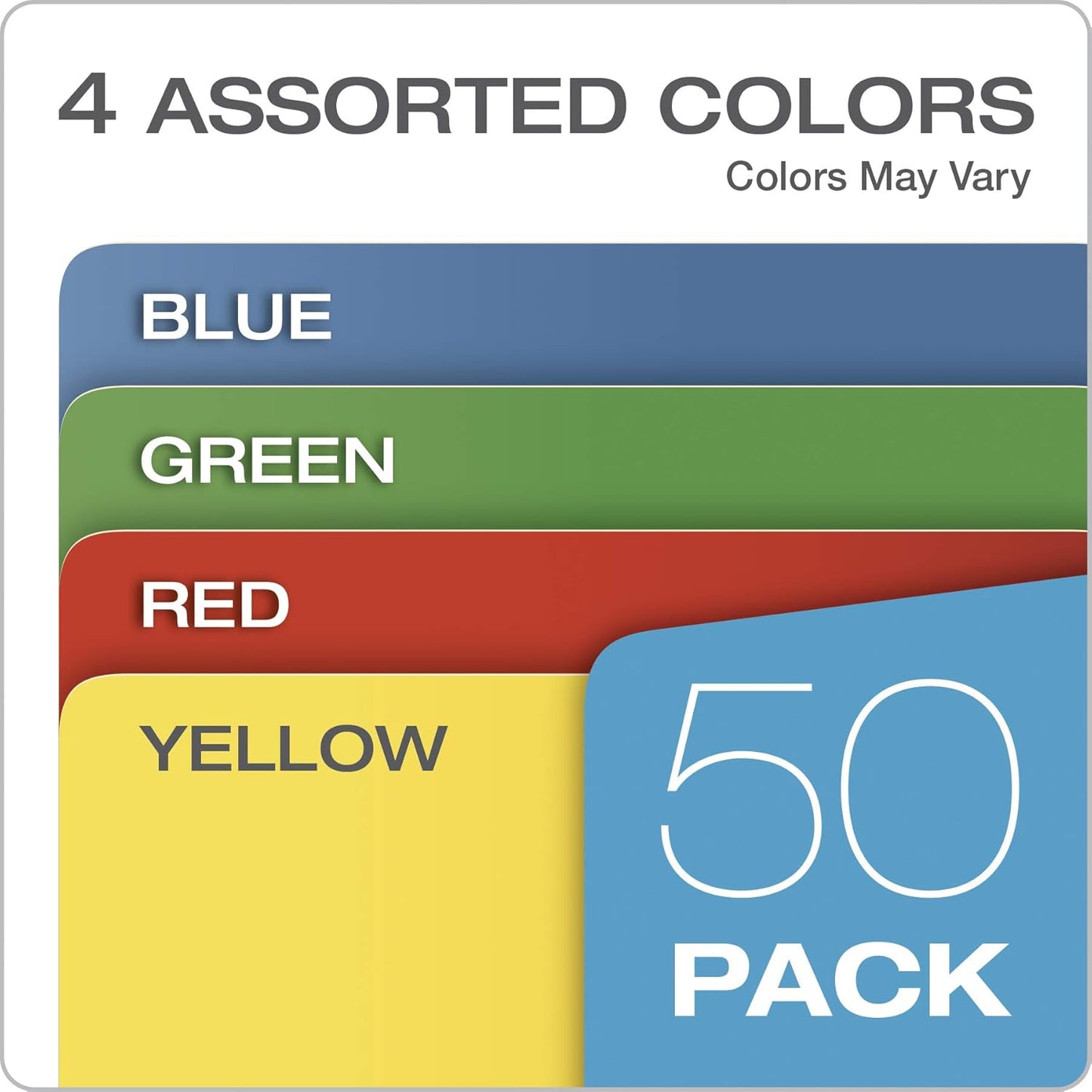 Pendaflex File Jackets, Color File Folders with 2 inch Expanding Sides, Color Assortment May Vary, Letter Size, Straight Cut Tab, 50/Box (B3043DTAST)