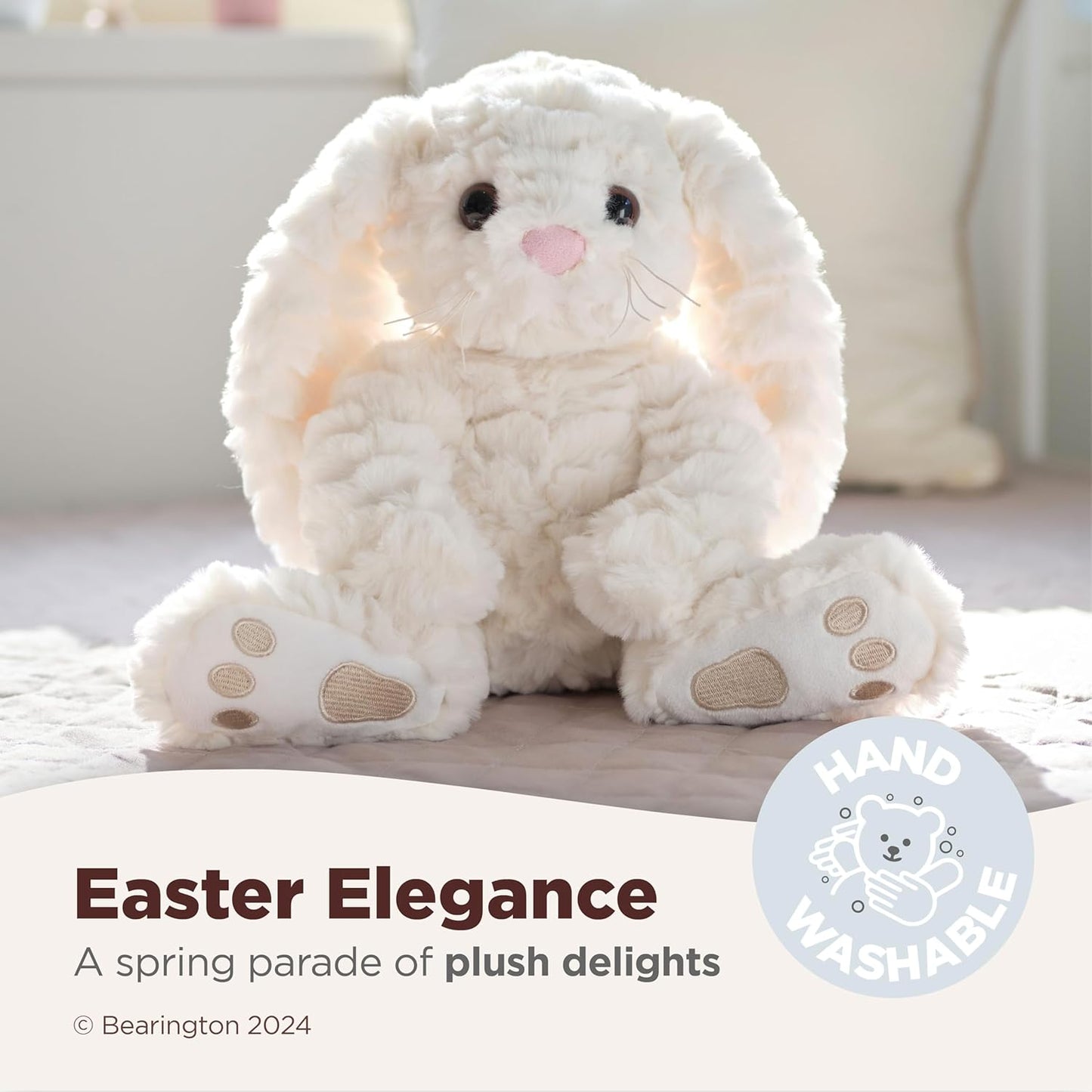 Bearington Creamy The Easter Bunny Stuffed Animal - 10" Soft Plush Rabbit Toy with Fluffy Fur - Adorable Toy Bunny with Cuddly Design - Cute Easter Stuffed Animal Gift for Kids and Babies