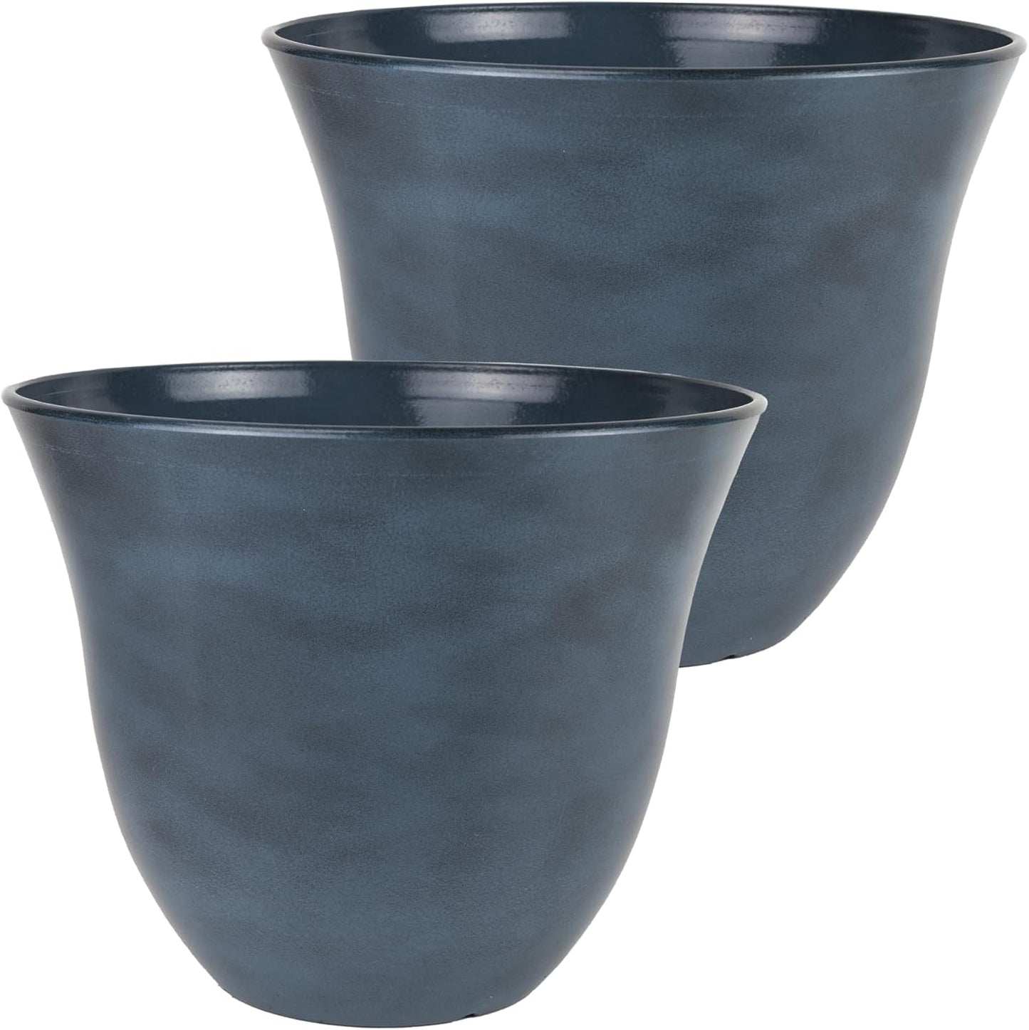 Classic Home and Garden Honeysuckle Flower Pot Garden Planter, 13" Blue Jean (Pack of 2)