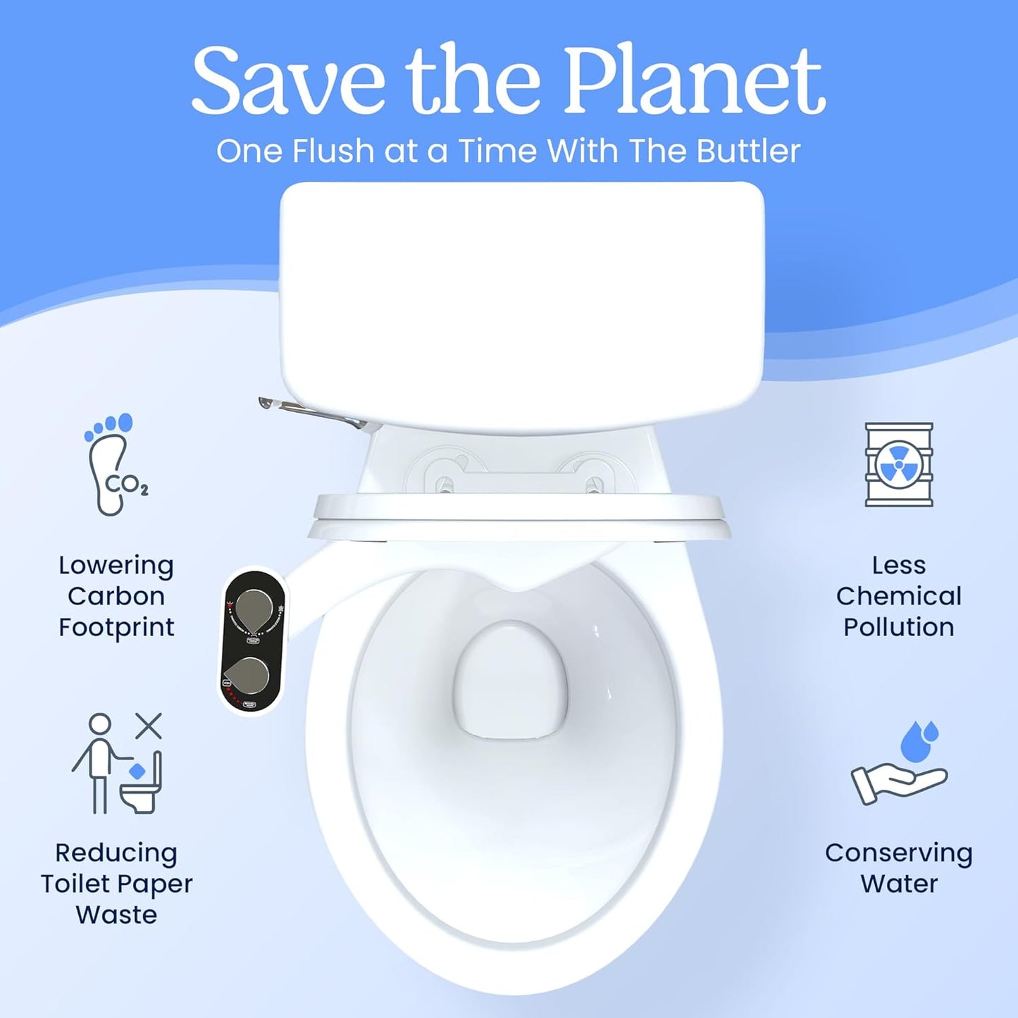 CLEAR REAR Bidet Attachment for Toilet Seat - Non-Electric with Self Cleaning Nozzles, Leak Proof Connectors, Adjustable Water Spray, Rear & Feminine Wash - Hygienic Bathroom Upgrades (Black)