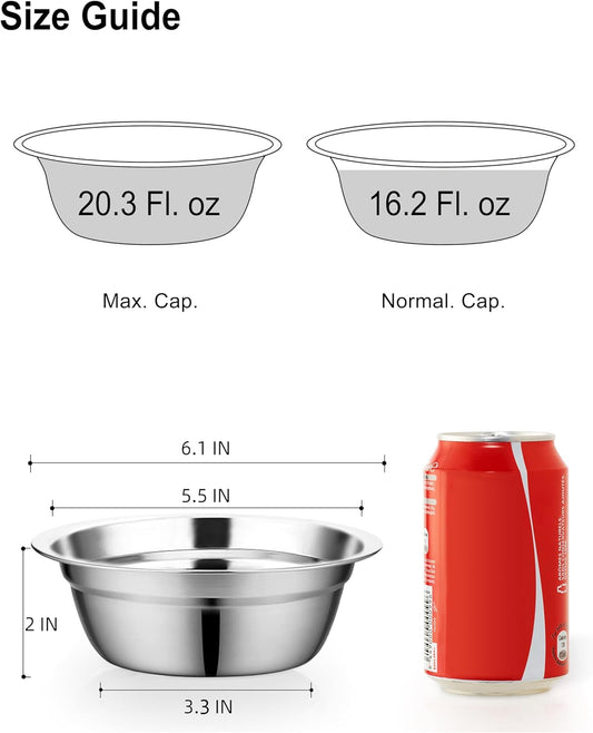 VENTION Stainless Steel Small Dog Food Bowls, Set of 2 Outer Dia. 6.1 in Replacement Dog Bowls for Raised Station(2 Cup)
