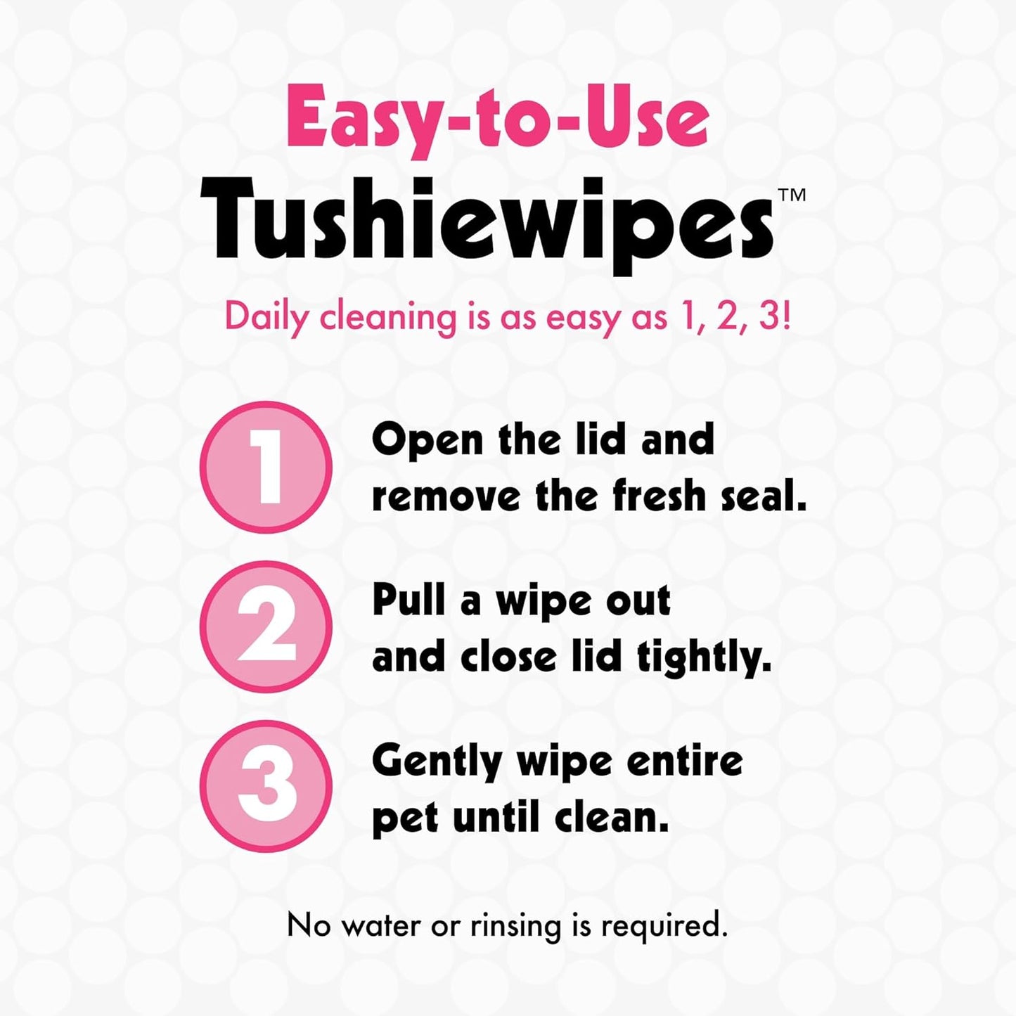 Petkin Tushie Wipes, 100 Wipes - Keep Pet's Bottom Clean - Absorbent, Easy to Use for Dogs, Cats, Puppies & Kittens - With Eau de Toilette