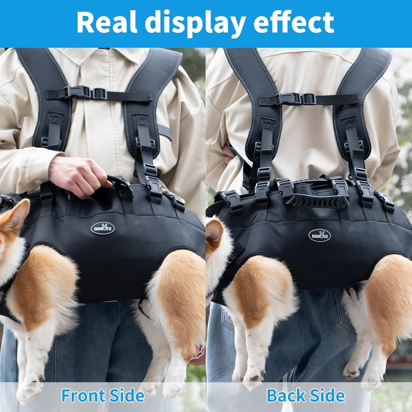 Dog Lift Harness Sling Carrier for Dogs Hind Leg Stair Support Old, Disabled, Joint Injuries, Arthritis, Large Dogs Up and Down Stairs, Cars(33-66 LBS)