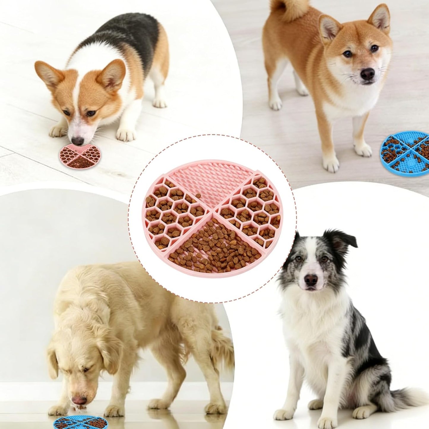 Slow Feeder Dog Bowls, Puzzle Slow Eater Dog Food Bowl, (Purple & Diameter: 6.3"), Intended for Fast Eater Small/Medium Dogs/Helps Prevent Abdominal Gas Anti-Choking