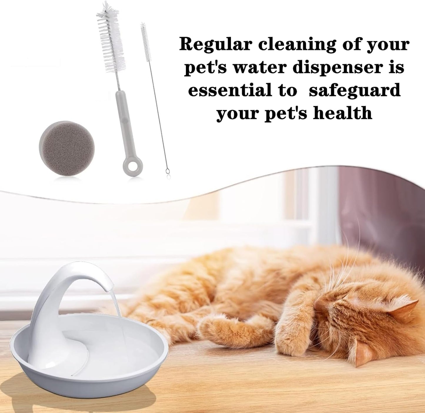3 PCS Cat Water Fountain Cleaning Set Professional Cat Water Brush Pet Drinking Dispenser Cleaning Kit Cleaning Brushes Pet Fountain Cleaning Kit for Most Pet Water Dispensers(Brushes & Sponge)