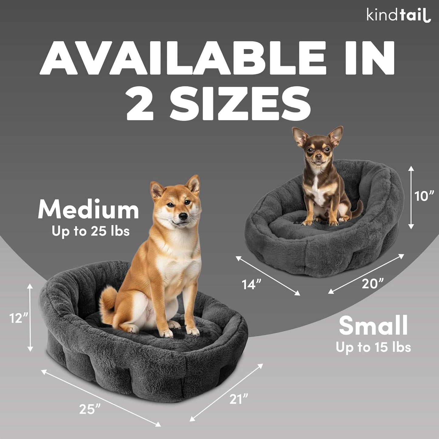 KindTail Small Orthopedic Dog and Cat Bed - Faux Fur Luxury Cuddler for Pets Under 15 lbs, Comfortable Waterproof Material with Nylon Base - 20" x 14" x 10" (Pink, Small)