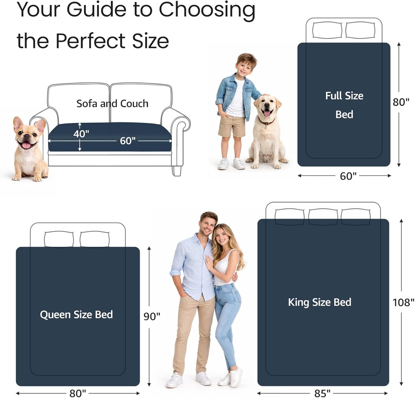 LOOBANI Waterproof Throw Blanket for Couch: Reversible Leakproof Couch Blanket 40" x 60", Soft Coral Fleece Bed Blanket Stain-Proof for Sofa Cover, Pet Accidents, Travel, Blue