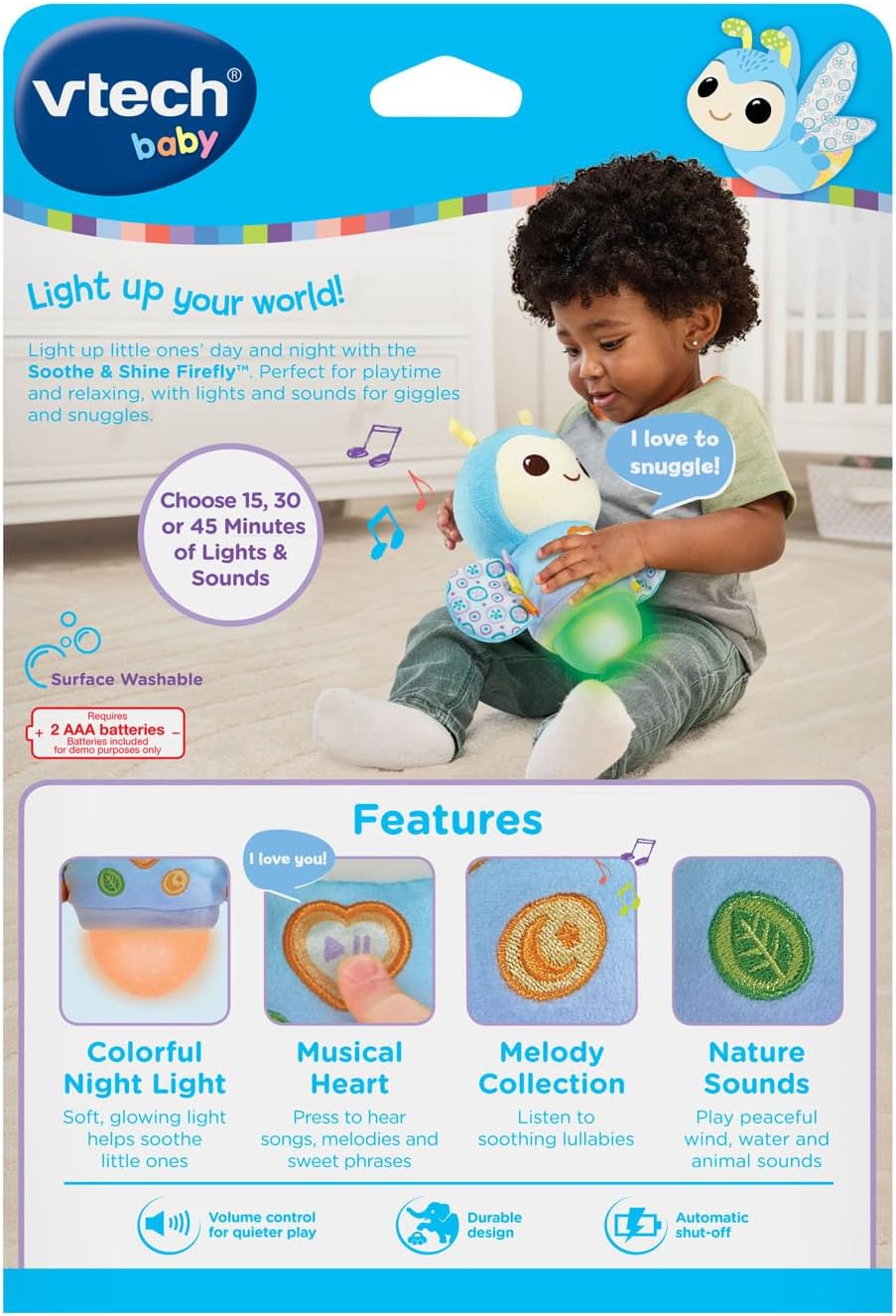 VTech Baby Soothe and Shine Firefly Musical Plush with Color Changing Night-Light and Timer
