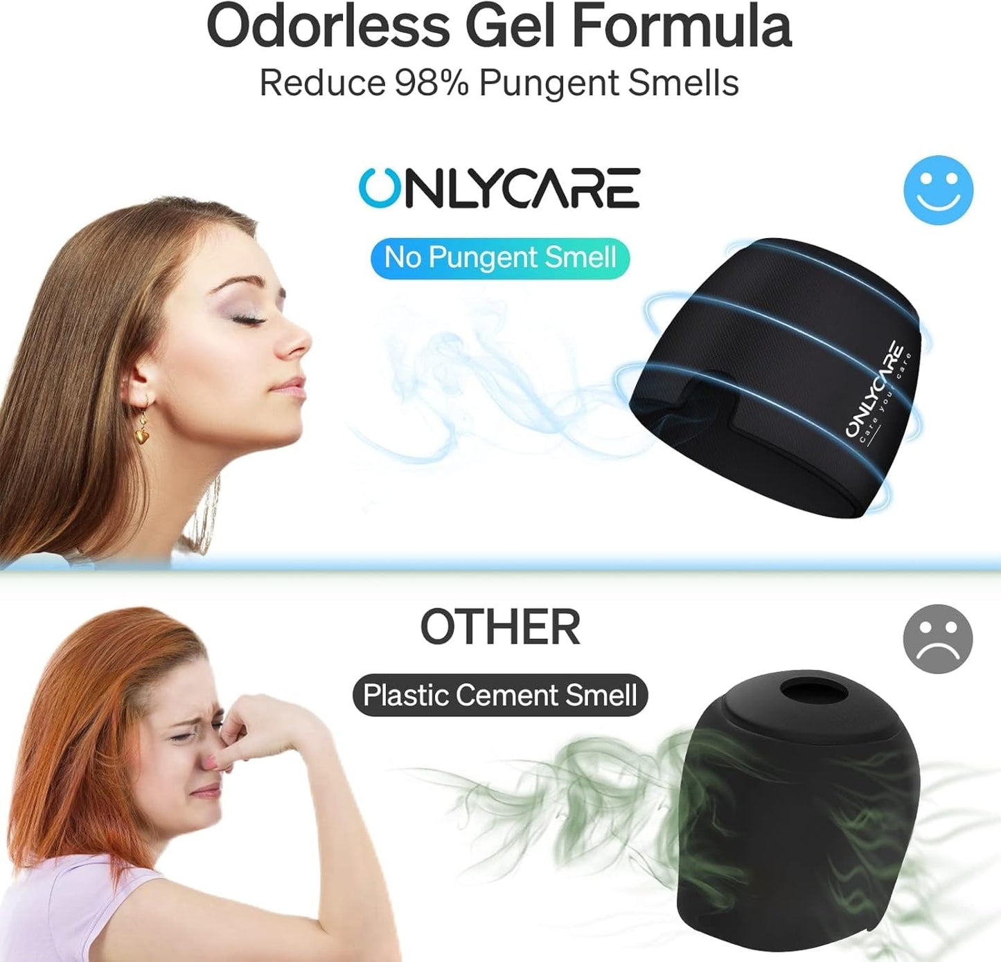 ONLYCARE Migraine Relief Cap, Soothing Migraine Mask, Upgraded Odorless Gel Ice Head Wrap, Hot and Cold Therapy, Headache Ice Pack for Tension, Stress, Hangover (Black)