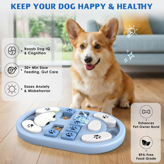 Dog Puzzle Toy, Interactive Treat Puzzle for IQ Training & Mental Stimulation, Non-Slip Slow Feeder Enrichment Boredom Buster for Puppies Small Medium Large Dogs Cats, Gray Gift