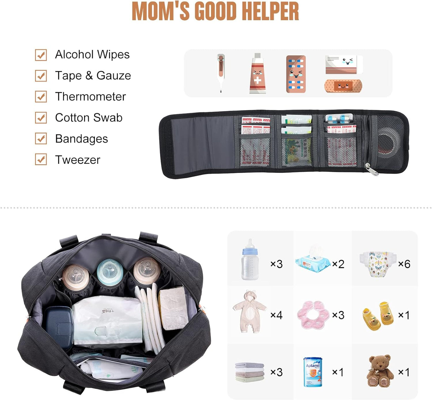 LOVEVOOK Diaper Bag Tote, Large Baby Diaper Bag Waterproof Travel Diaper Tote with Changing Pad