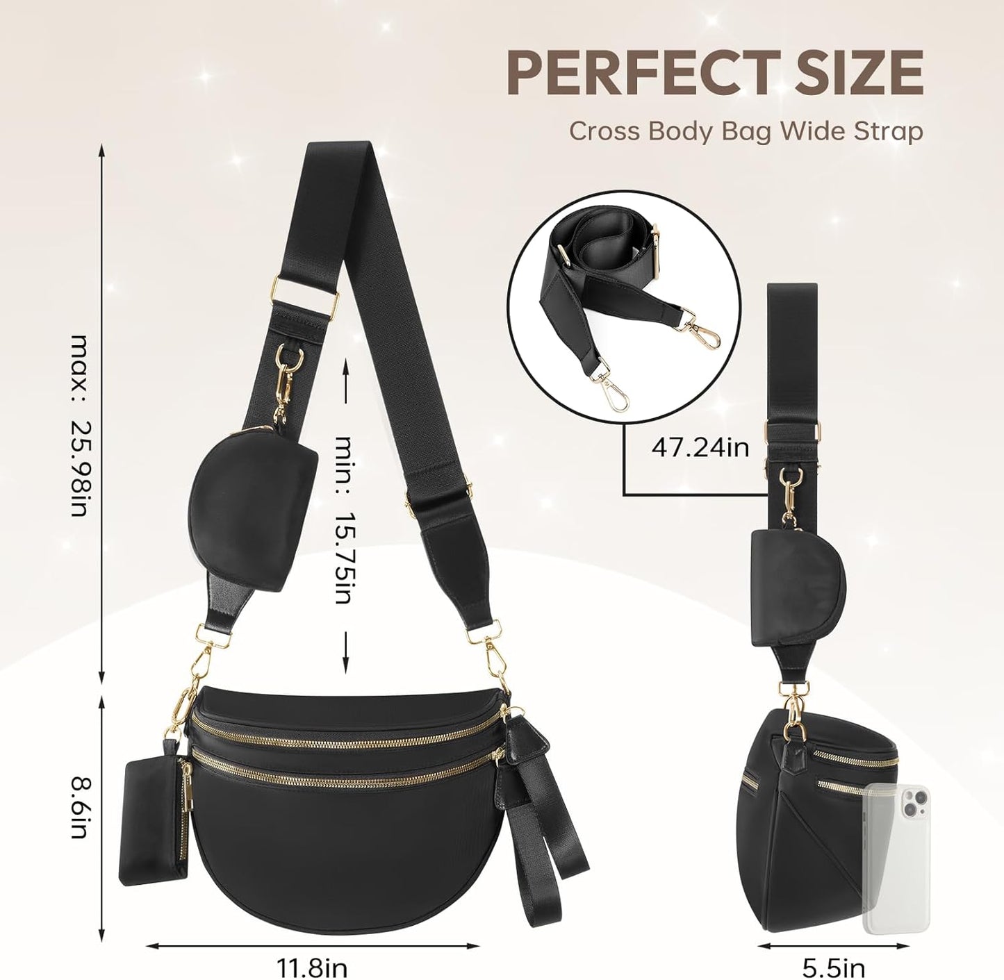 Cross Body Bag for Women Bum Bag Checkered Belt Bags Fanny Packs for Girls Travel Purse Fashion Waist Packs Crossbody Nylon Purse Trendy Shoulder Bags for Womens