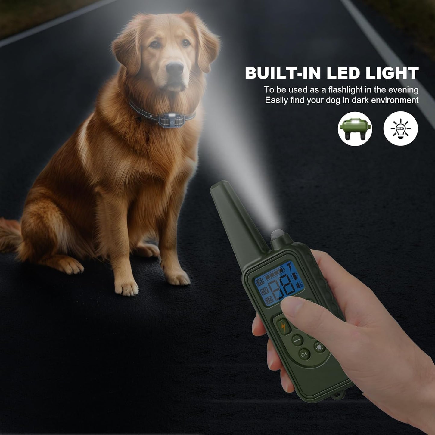Dog Training Collar with Remote, 2600FT Range,4 Training Modes Beep, Shake, Safe Shock, LED Light,Rechargeable IPX7 Waterproof for All Breeds Sizes, withThree Receiver Collars for 3 Dogs